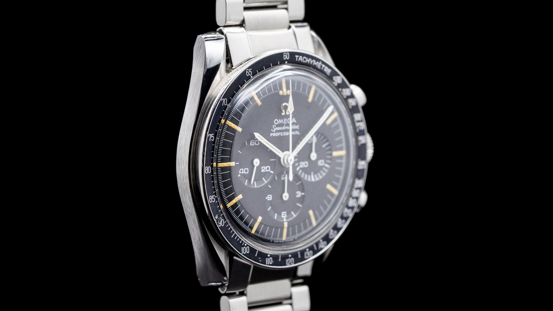 The Omega Speedmaster wrist watch, the same brand that Buzz Aldrin wore on the moon.