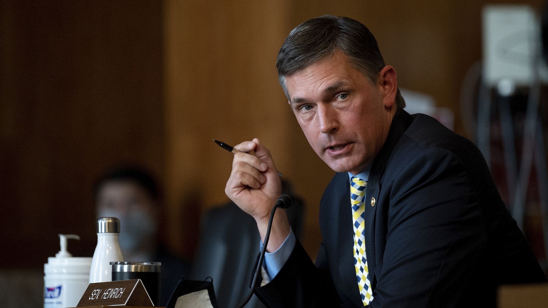 US Sen. Martin Heinrich, D-New Mexico, questions Rep. Deb Haaland, D-NM, during a Senate committee hearing on her nomination to be Interior Secretary in Washington, DC.