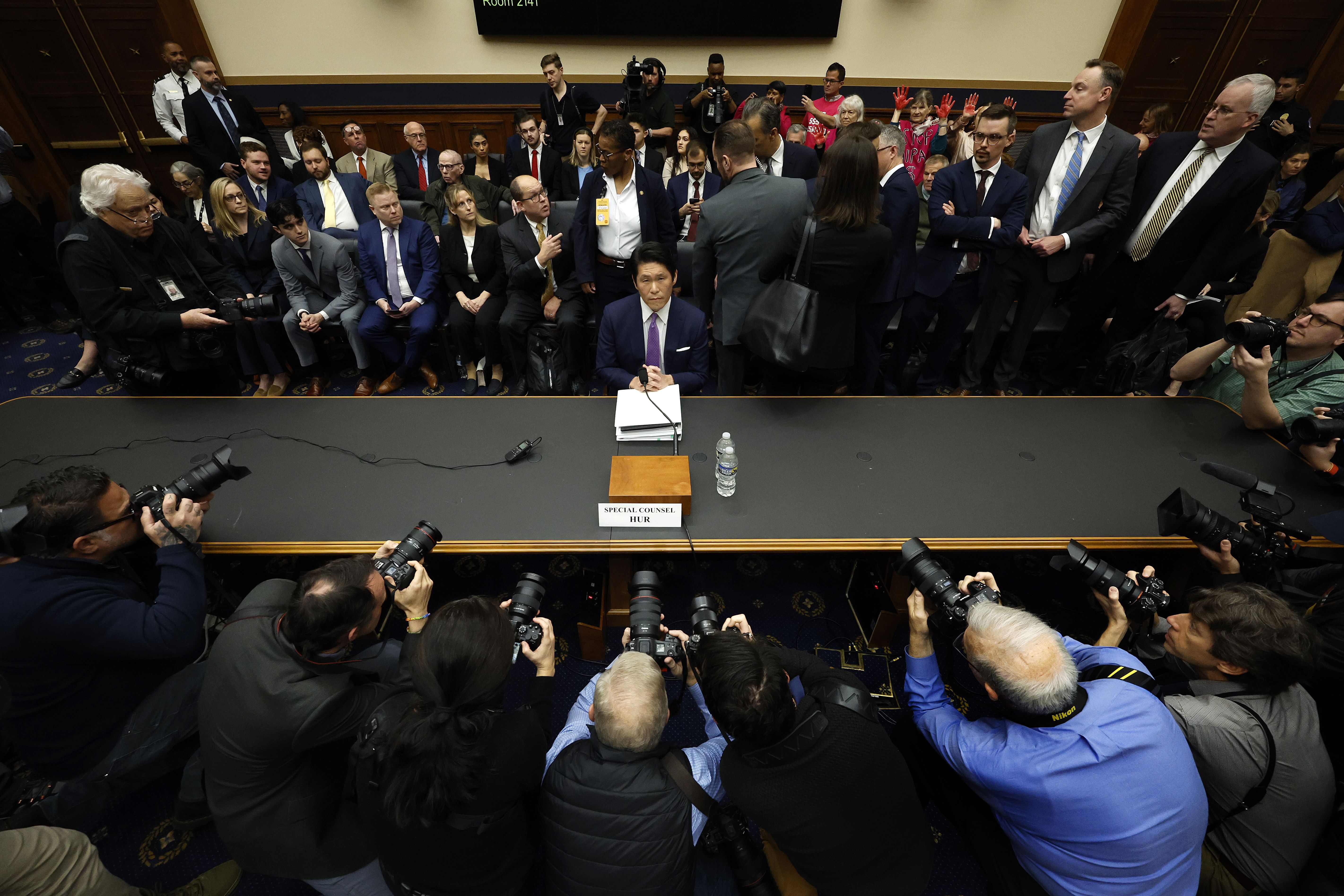 WASHINGTON, DC - MARCH 12: Former Special Counsel Robert K. Hur arrives to testify before the House Judiciary Committee on March 12, 2024 in Washington, DC. Hur investigated U.S. President Joe Biden’s mishandling of classified documents and published a final report with contentious conclusions about Biden’s memory. (Photo by Chip Somodevilla/Getty Images)