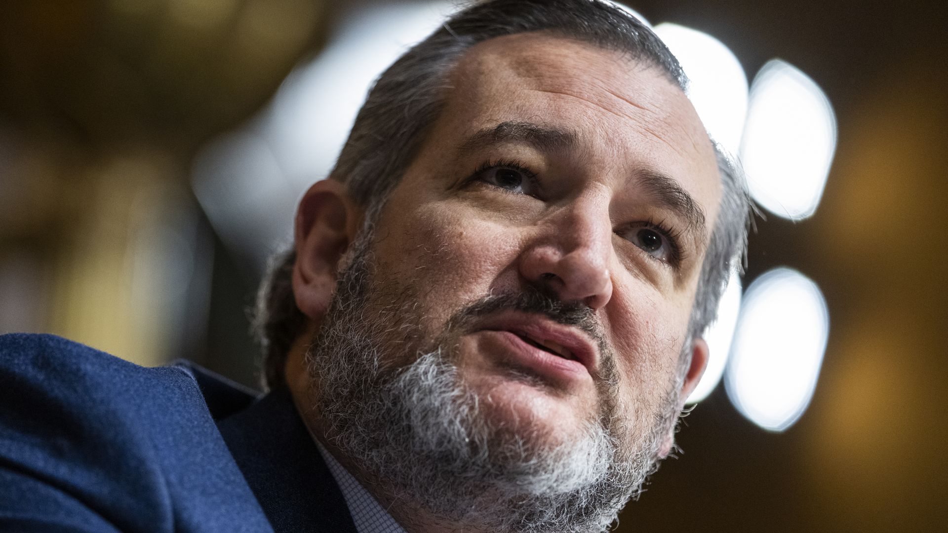 Photo of Ted Cruz's face up close as he is speaking