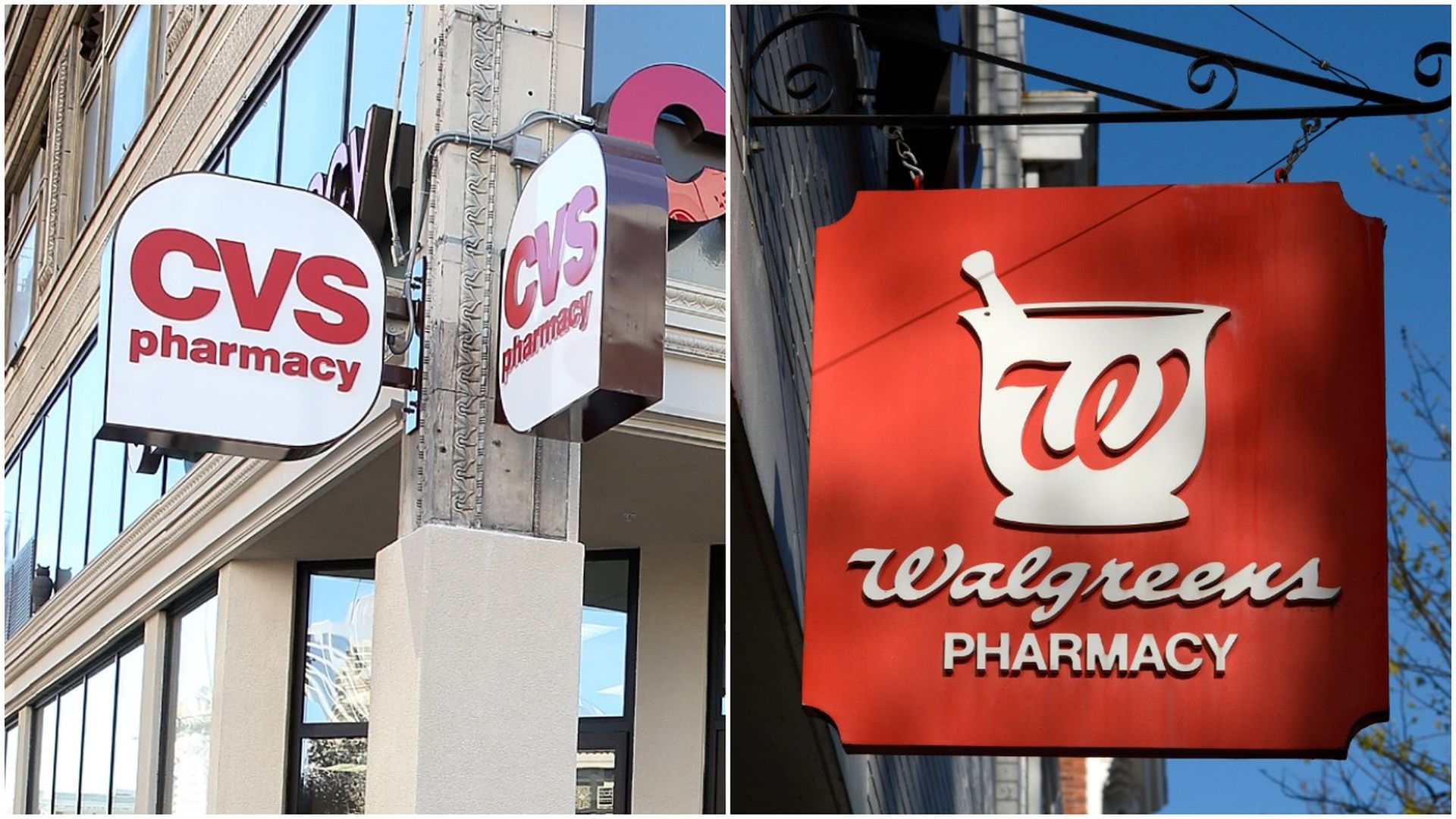 Edited photo of CVS and Walgreens pharmacy signs