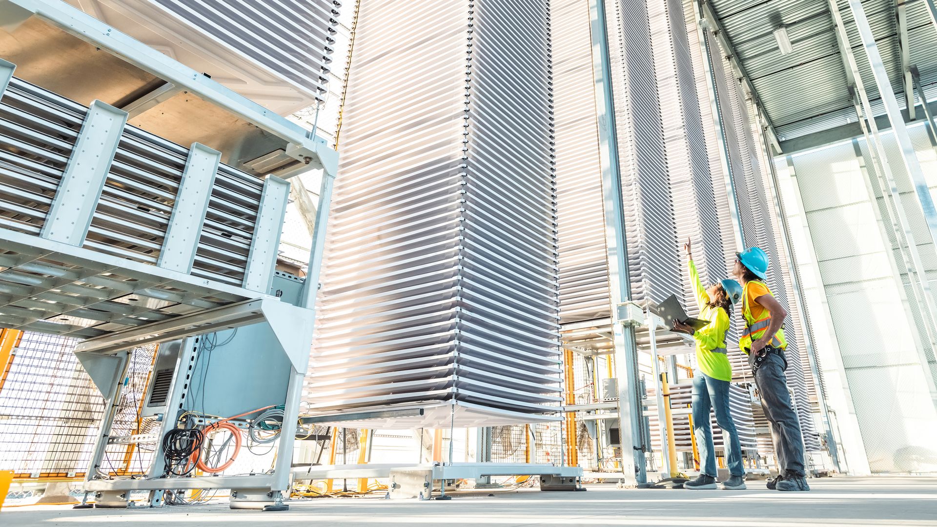 A facility that can suck carbon dioxide from the air, built by Heirloom, in Tracy, Calif.