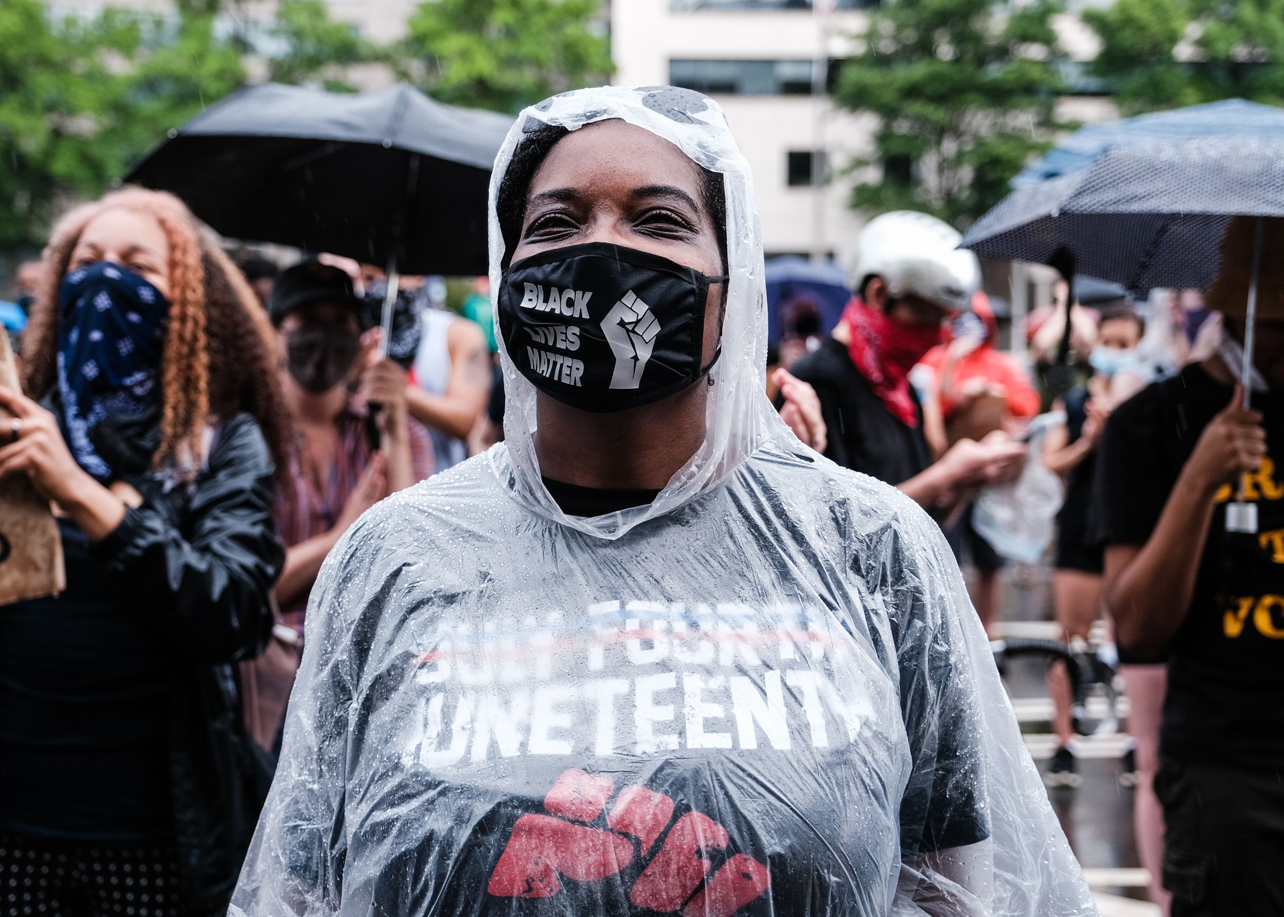 Protesters gather in Washington, D.C., to support Black Lives Matter and to Juneteenth in 2020.