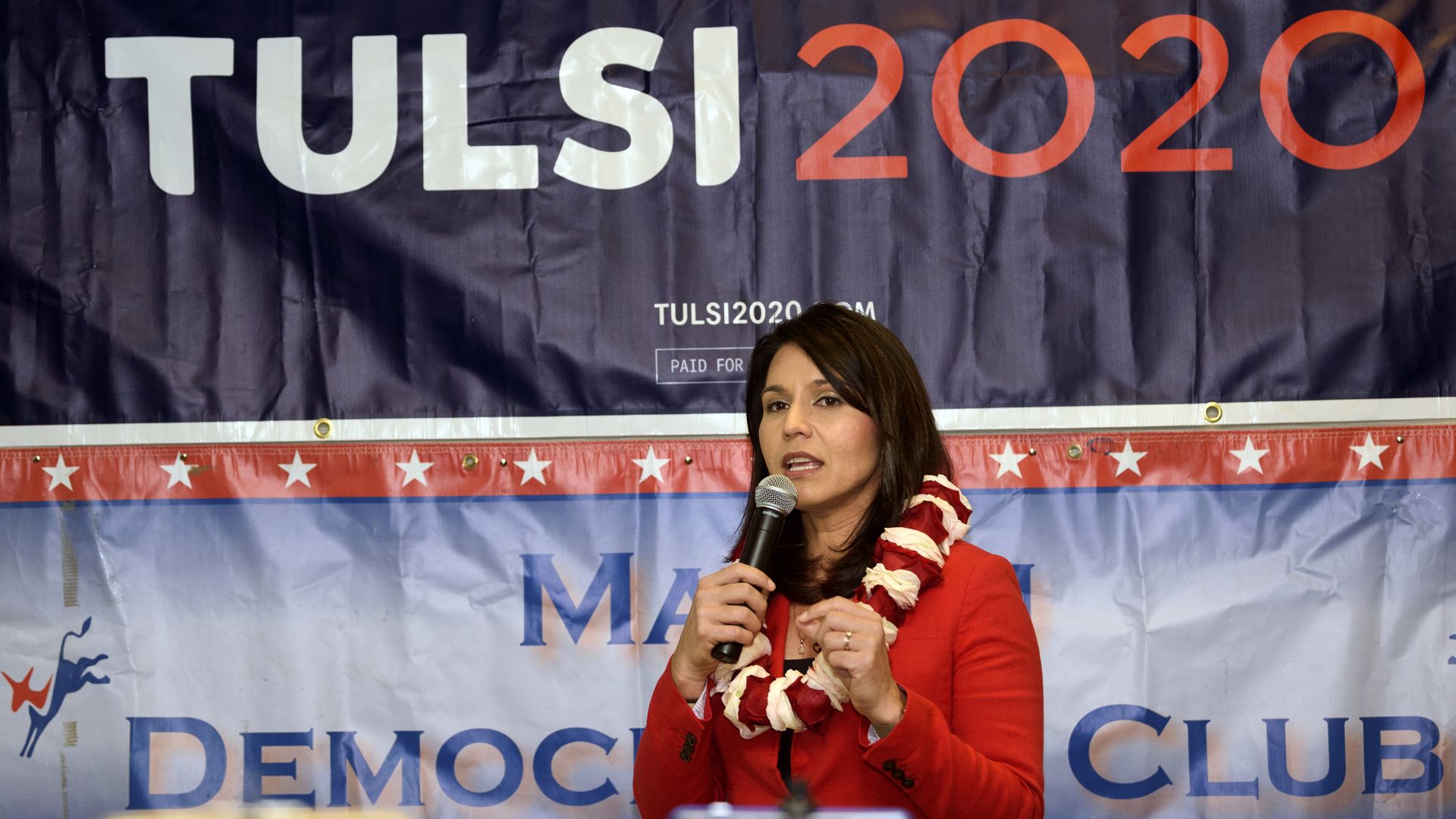 Tulsi Gabbard speaks at an event.