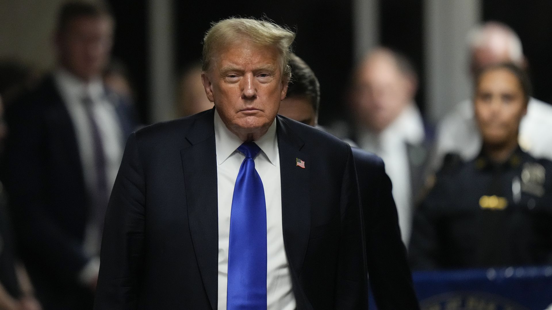 NEW YORK, NEW YORK - MAY 30: Former U.S. President Donald Trump walks to speak to the media after being found guilty following his hush money trial at Manhattan Criminal Court on May 30, 2024 in New York City.