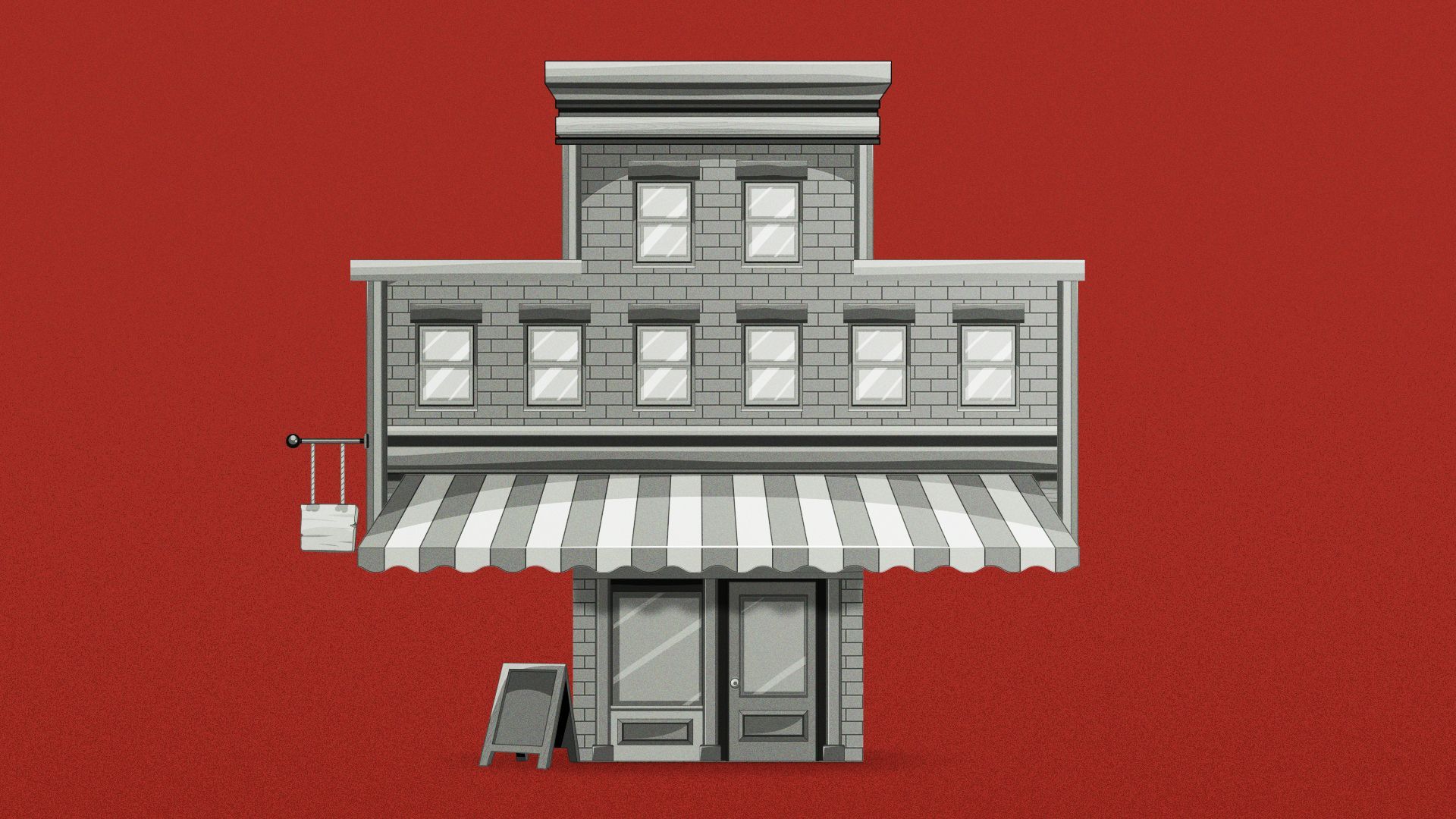 Illustration of a cross shaped store front.