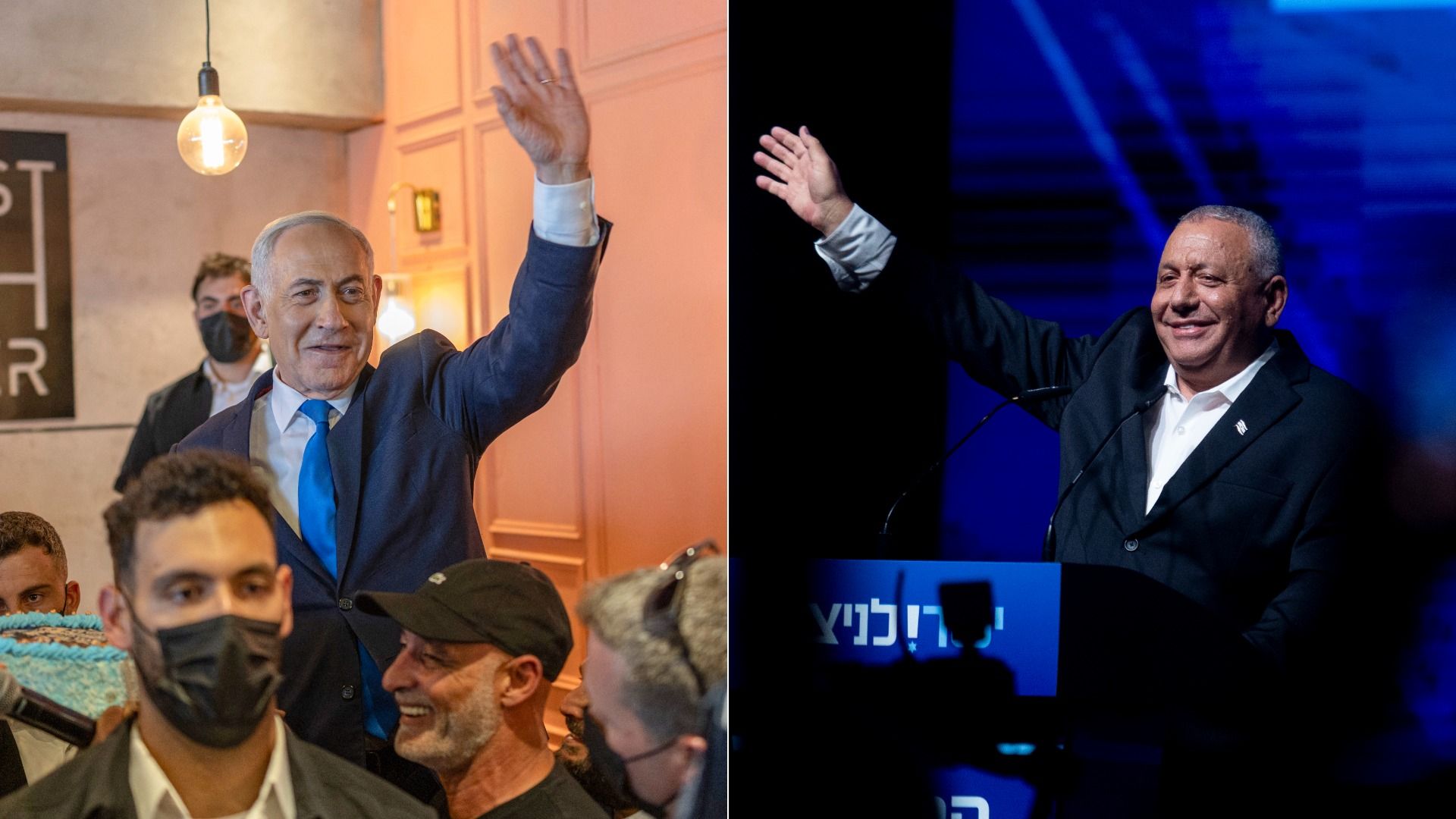 Israeli Prime Minister Benjamin Netanyahu and opponent Gadi Eisenkot campaign ahead of Israel's elections tomorrow.