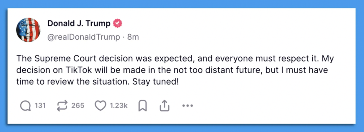 Trump post on Truth Social