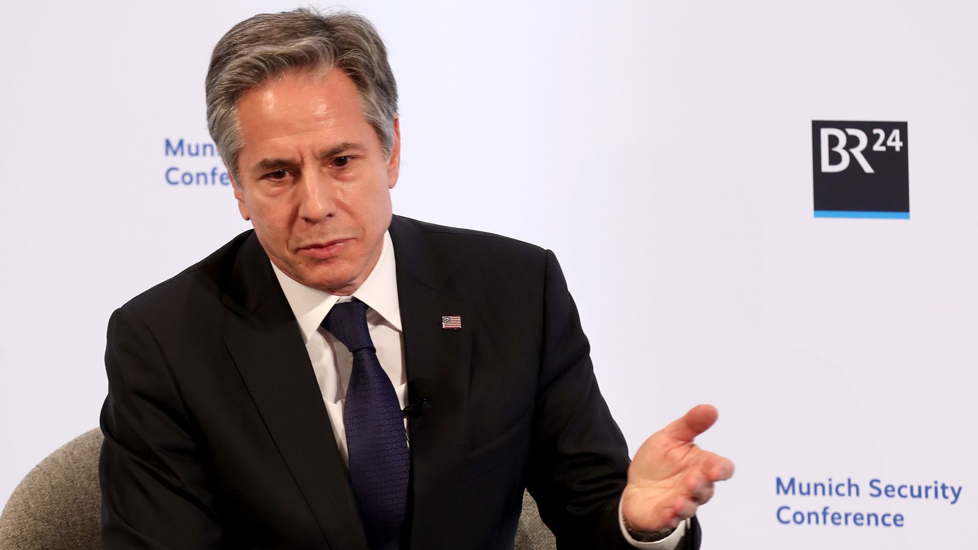 U.S. secretary of state Antony Blinken speaks during a panel discussion at the 2022 Munich Security Conference on February 18, 2022 in Munich, Germany.