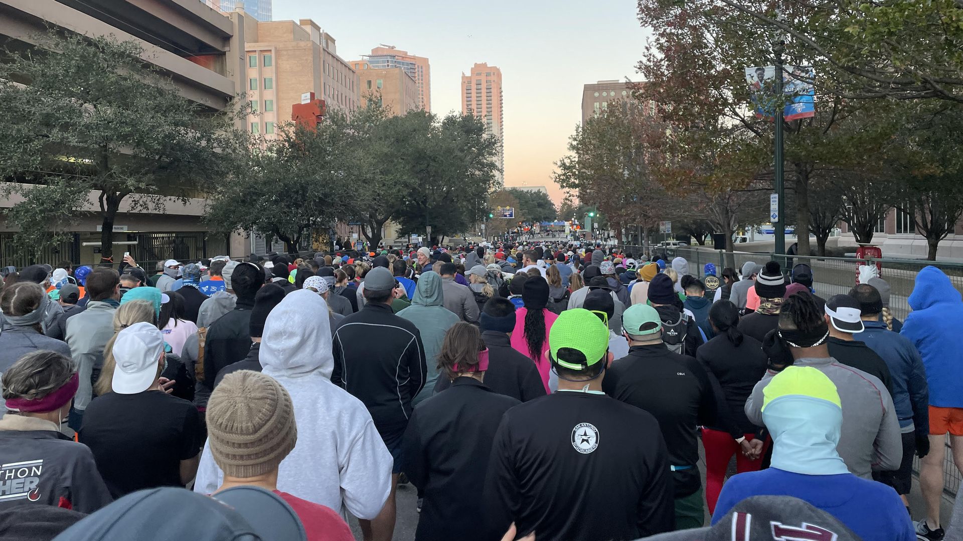 People lined up outside for the race to start