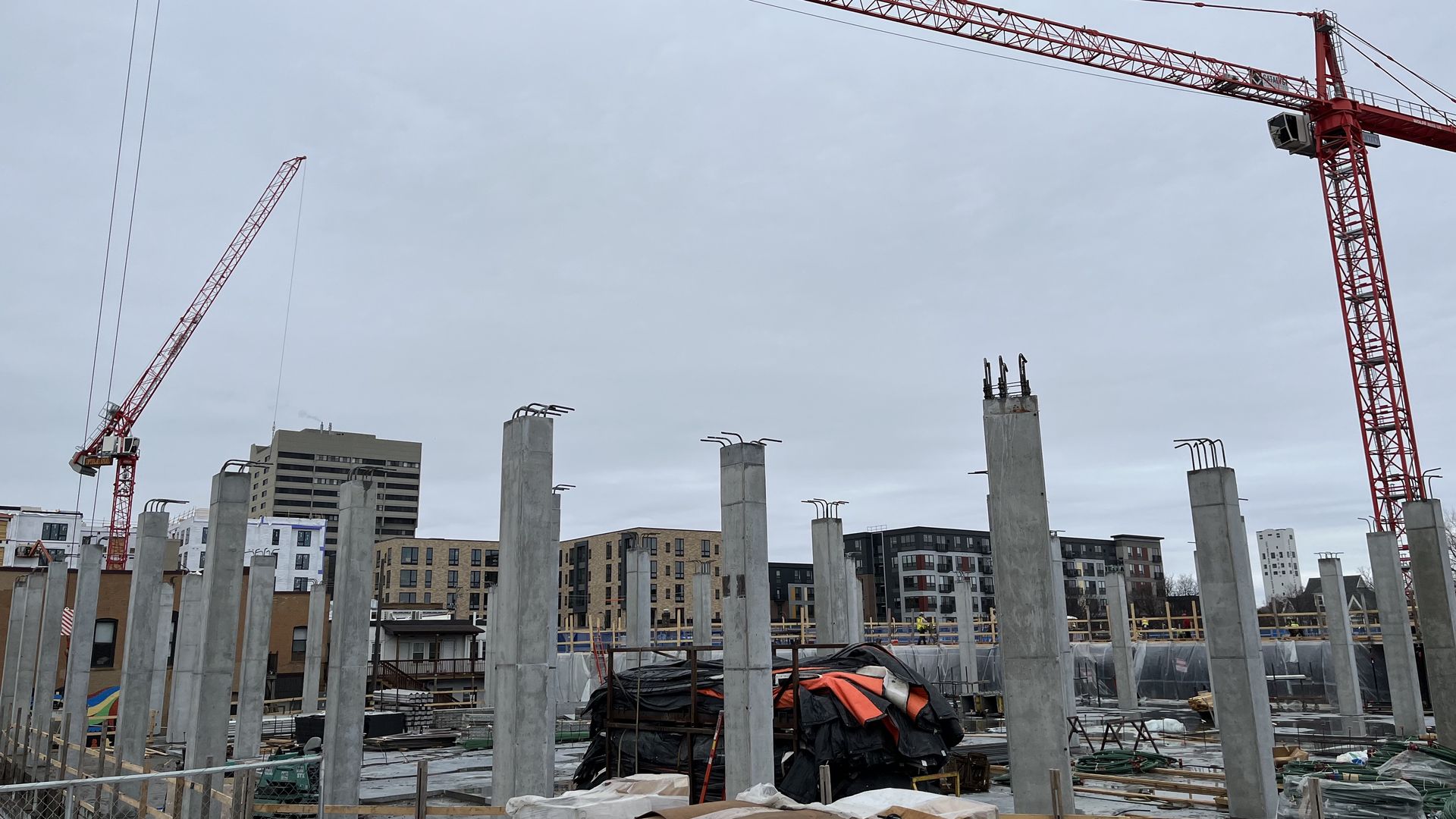 Cranes at a building site 