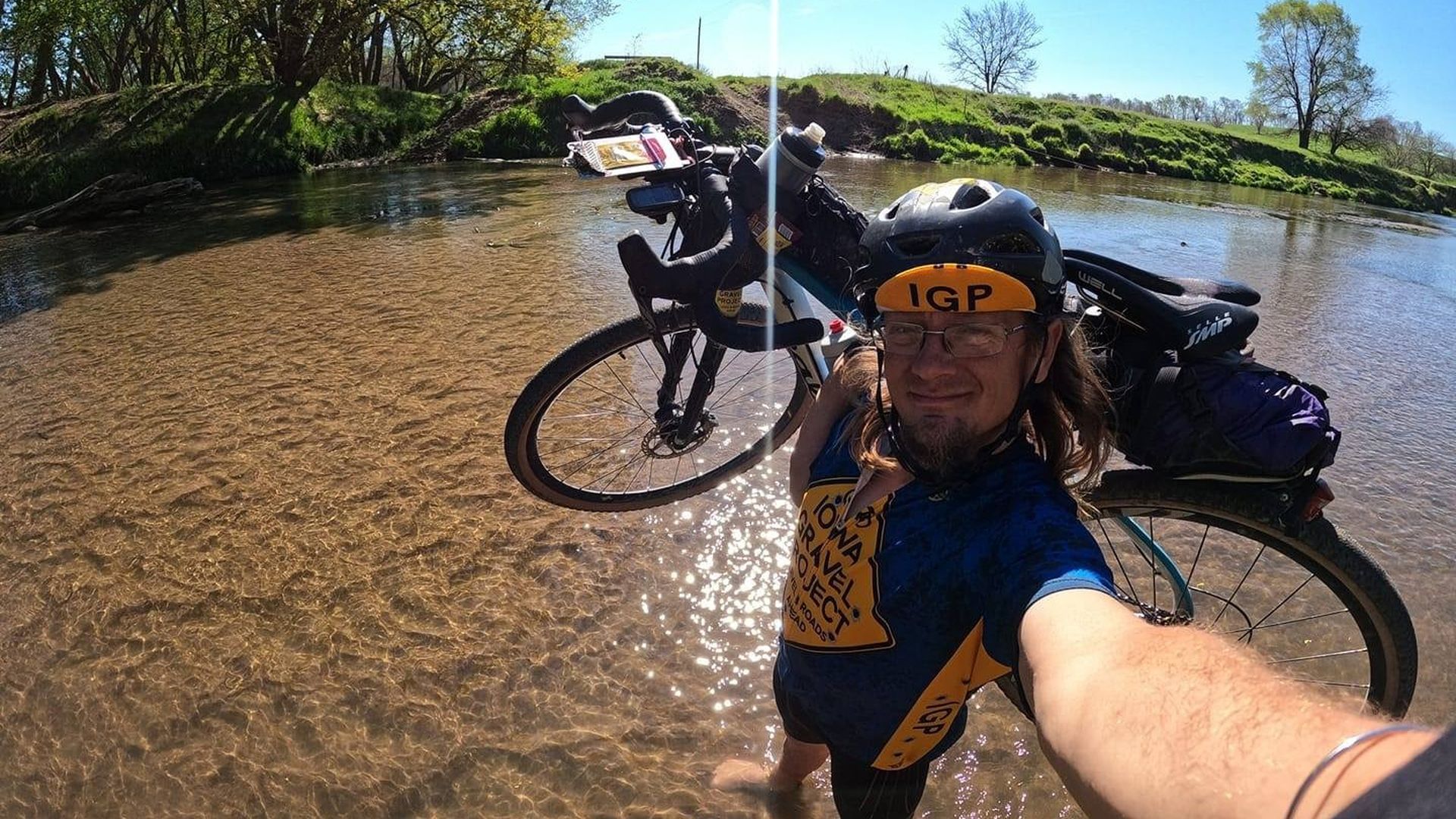 A photo of a biker.