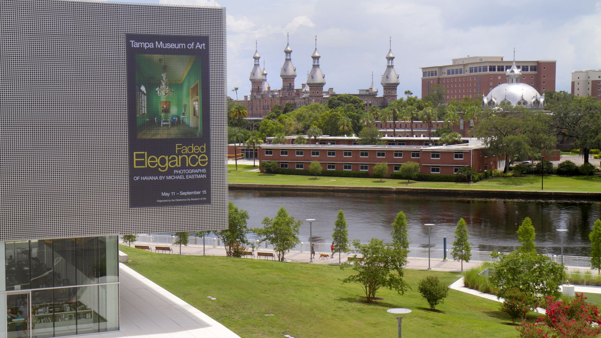 an aerial view of the Tampa Museum of Art and the University of Tampa