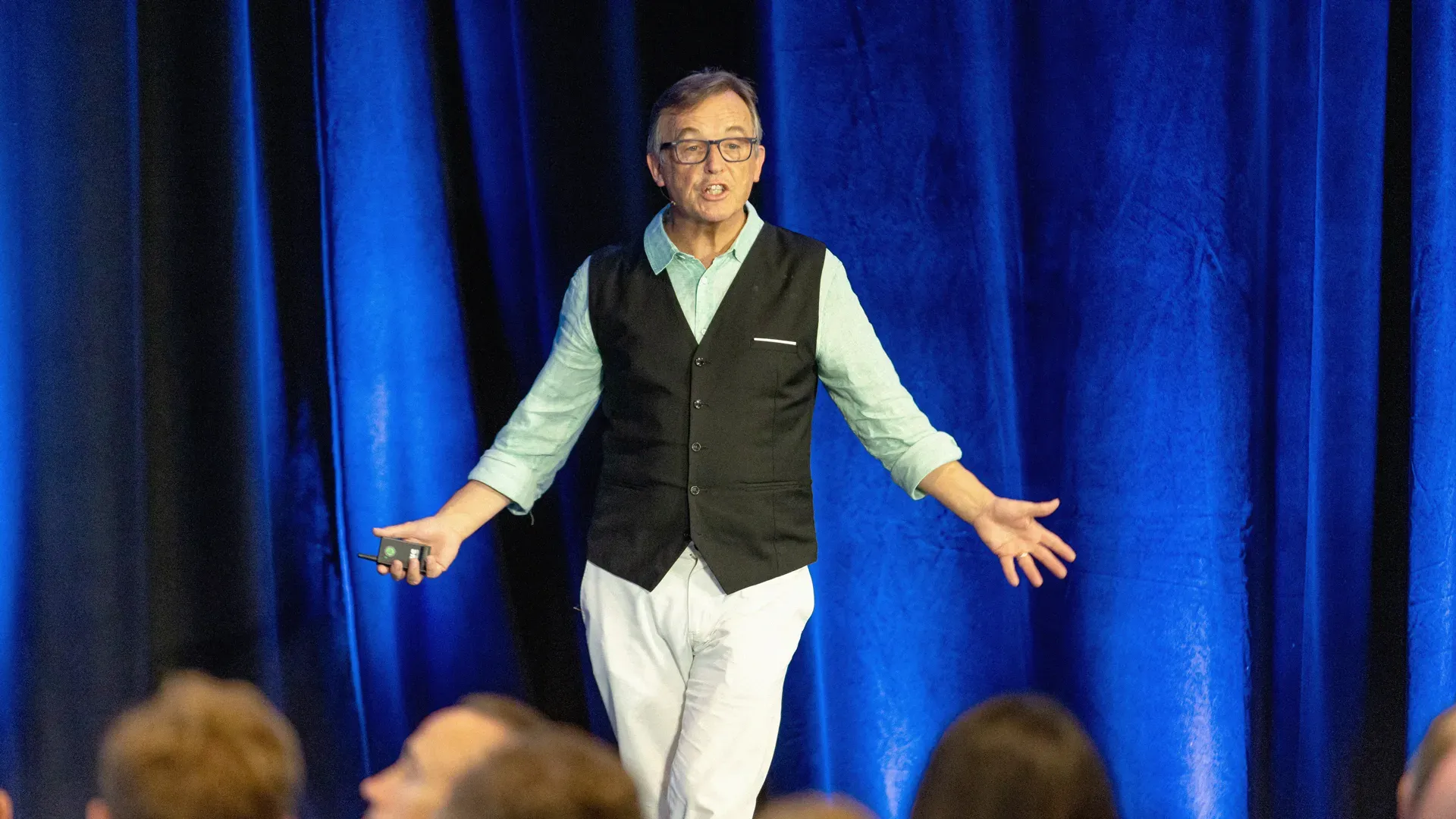 Chris Anderson speaks at the All Aboard convening in Half Moon Bay, Calif., in September. 