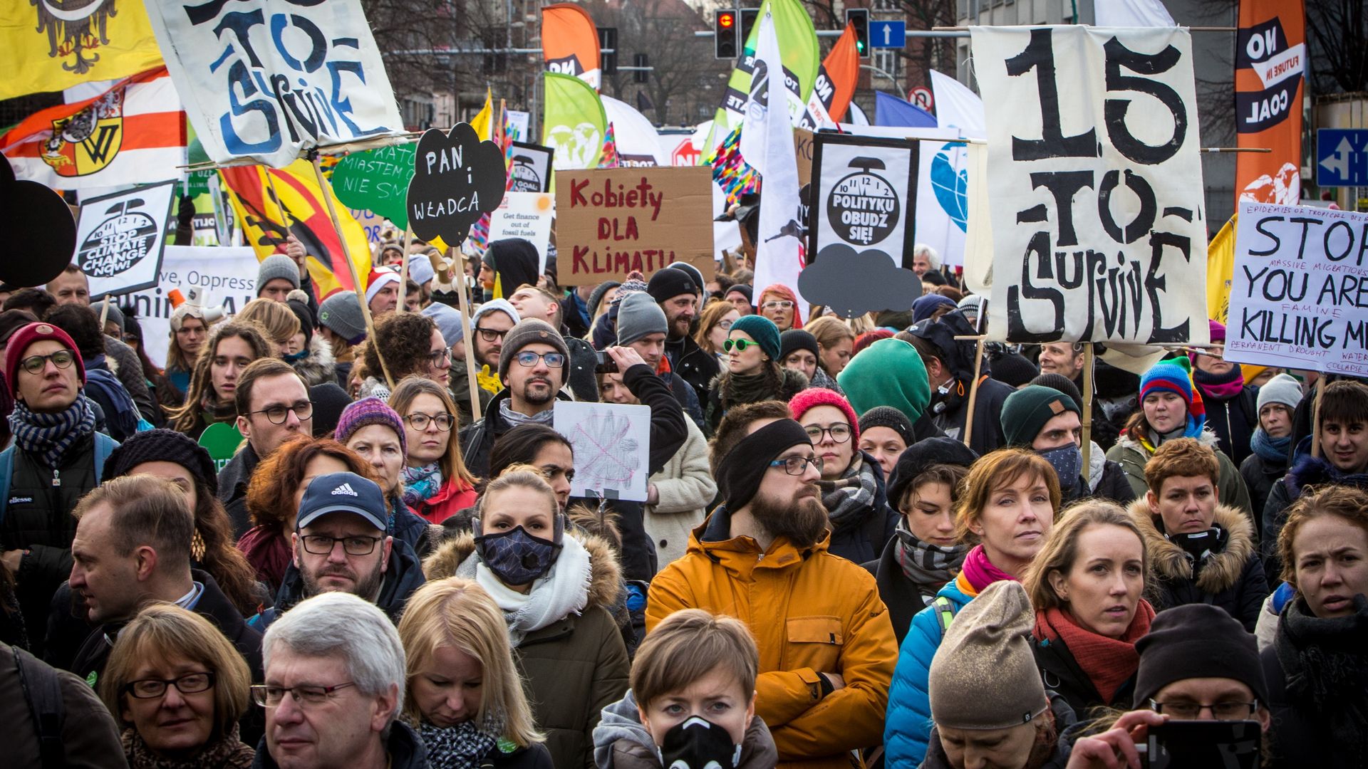 Protesters in Katowice, which is hosting the UN climate conference.