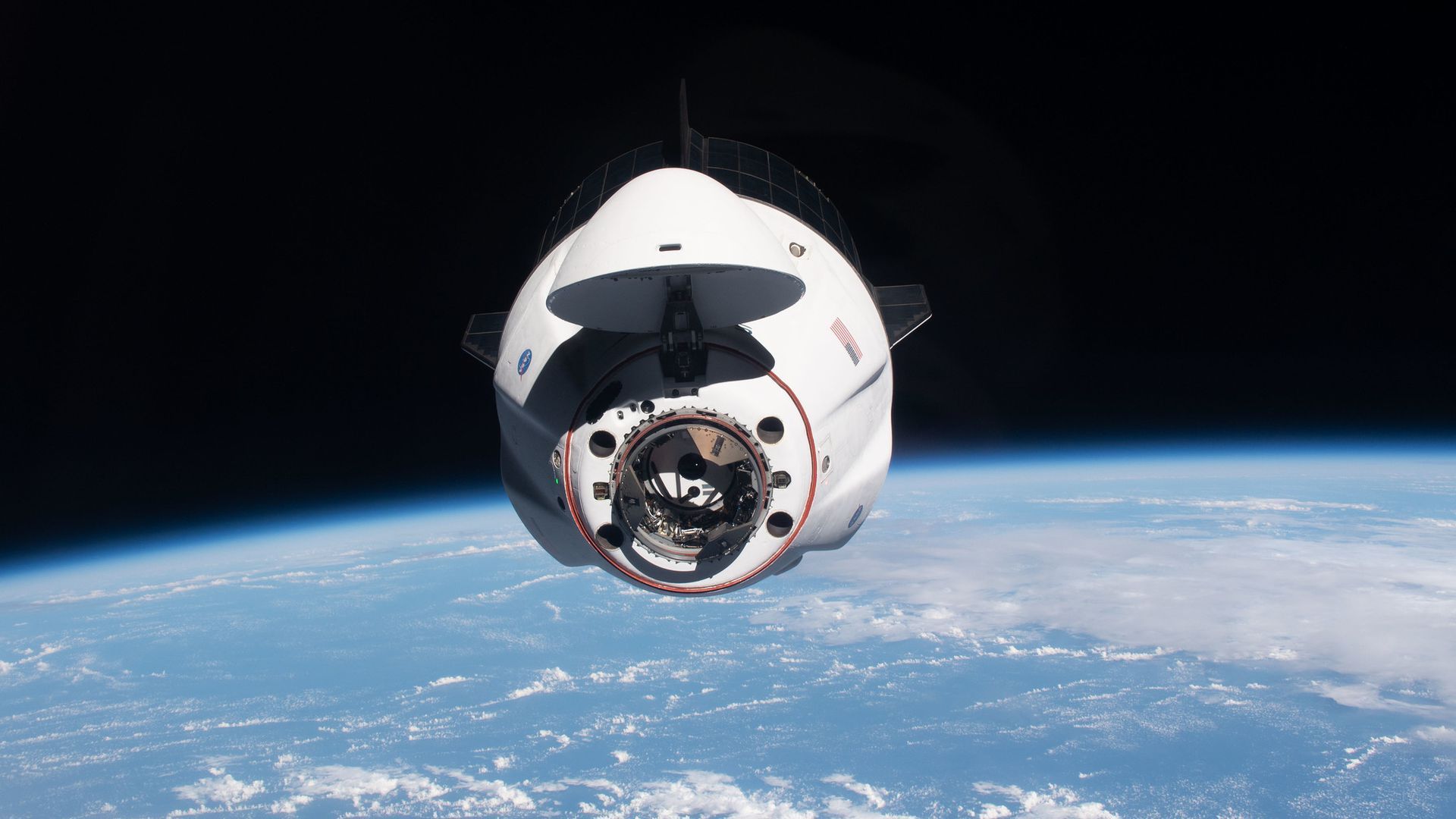 Photo of a satellite in orbit around the earth