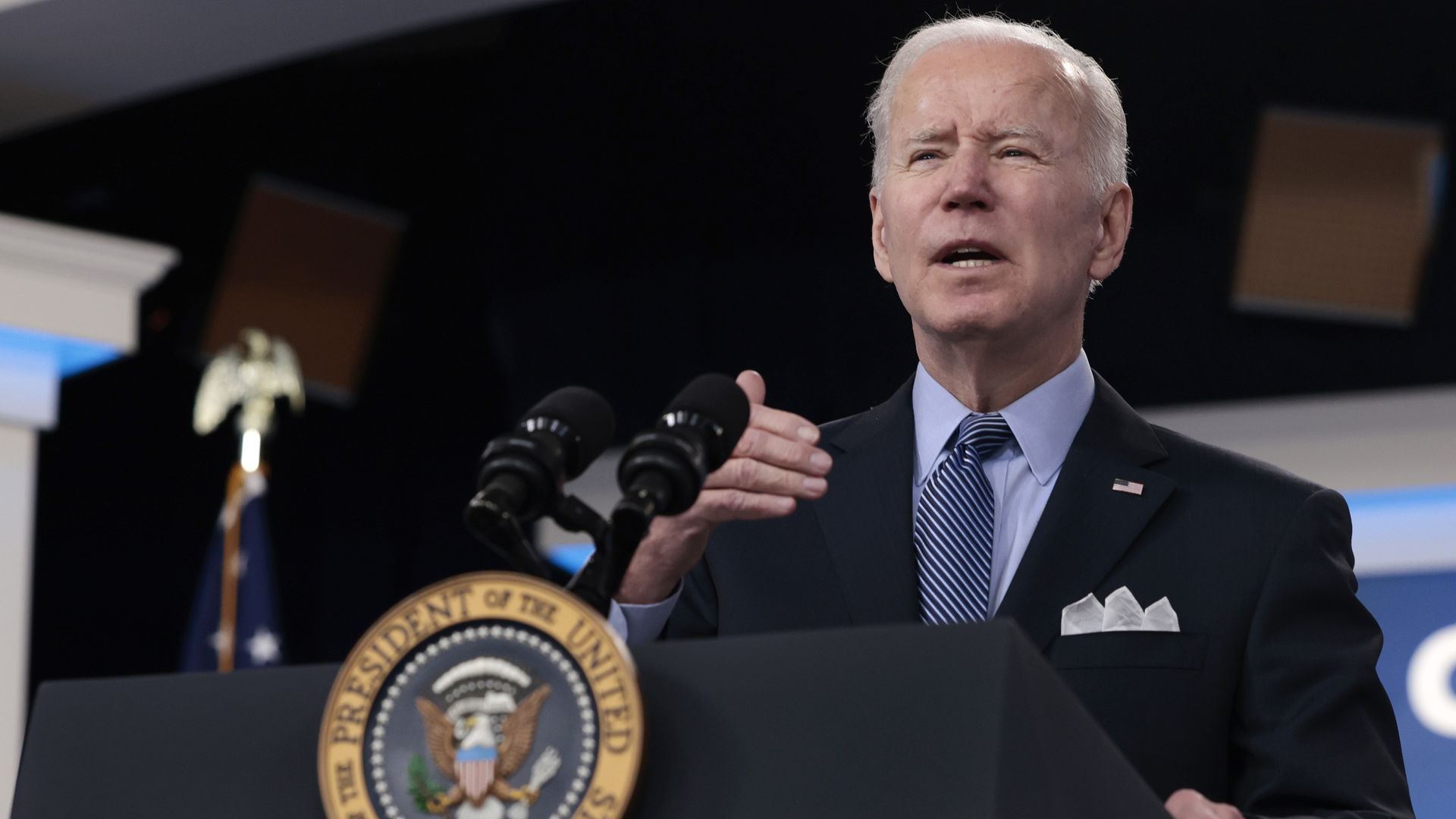 President Biden speaking in Washington, D.C., on March 30.