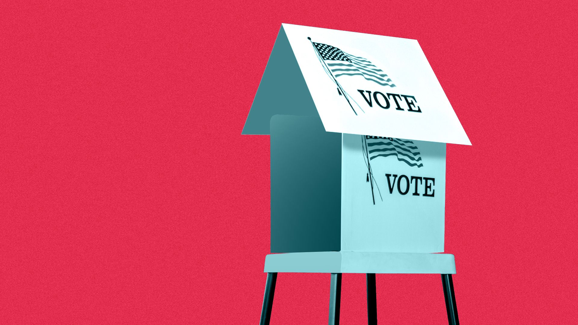Illustration of a voting booth with a roof on it.
