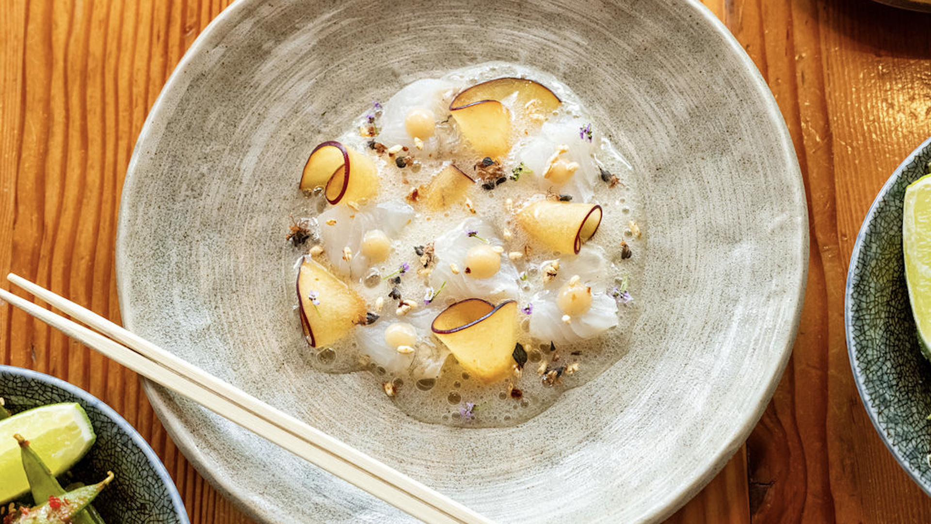 Photo of flounder crudo. 