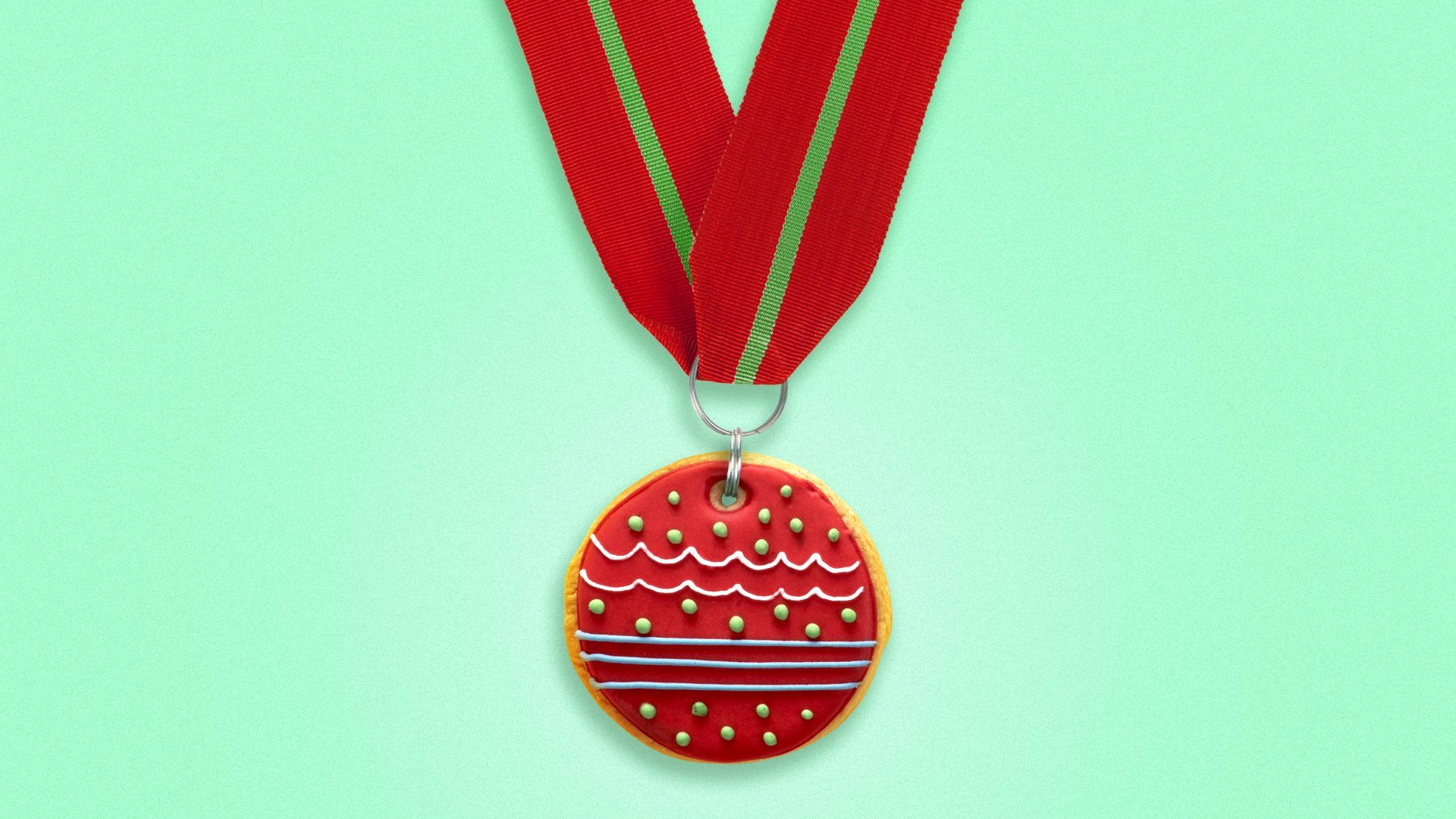 Illustration of a Christmas cookie as a medal.