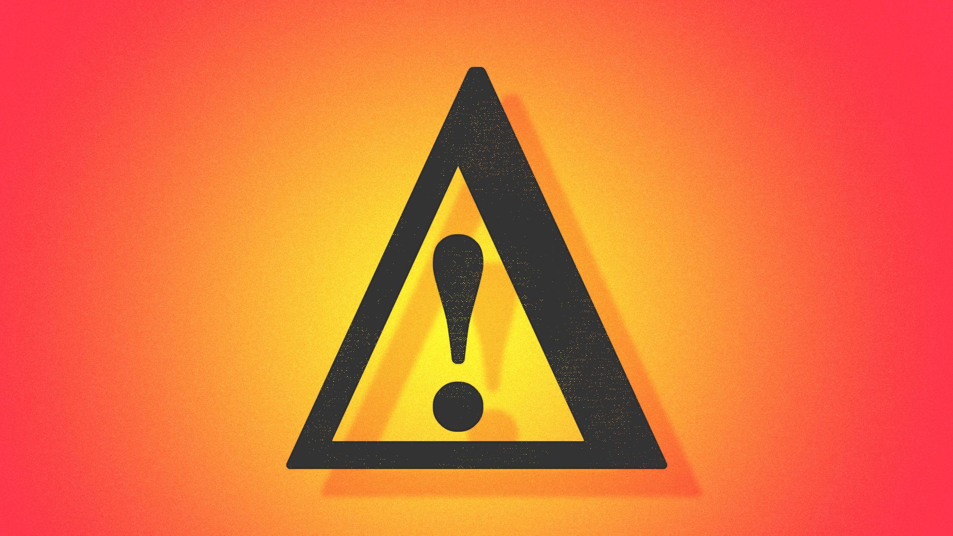 Illustration of a warning sign made of the letter delta and an exclamation point inside it.