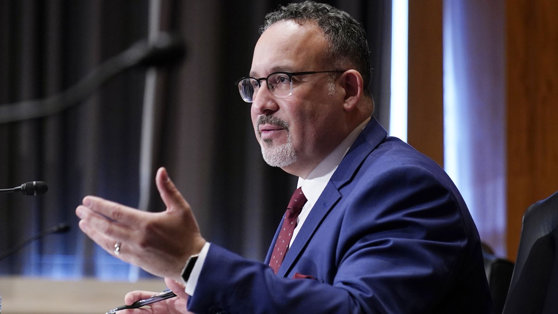 Miguel Cardona, U.S. secretary of education, speaking during a confirmation hearing in Washington, D.C., in February 2021.
