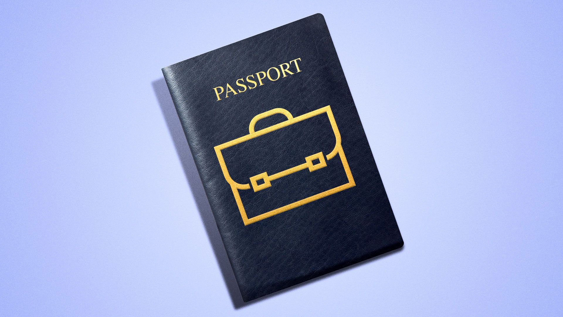 Illustration of a passport with a briefcase