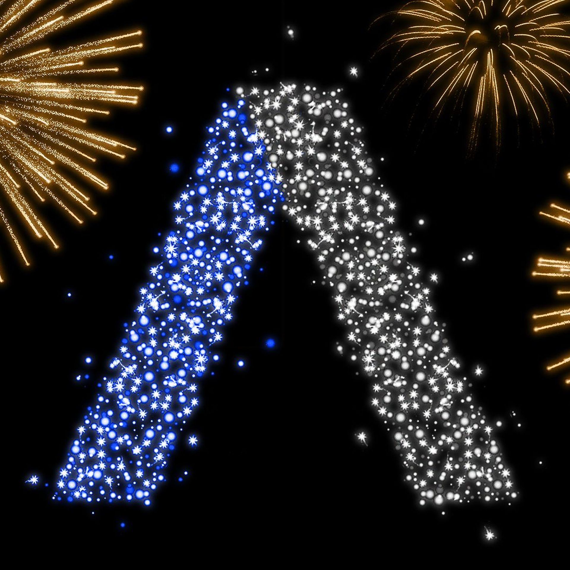 Illustration of the Axios "A" written in fireworks.