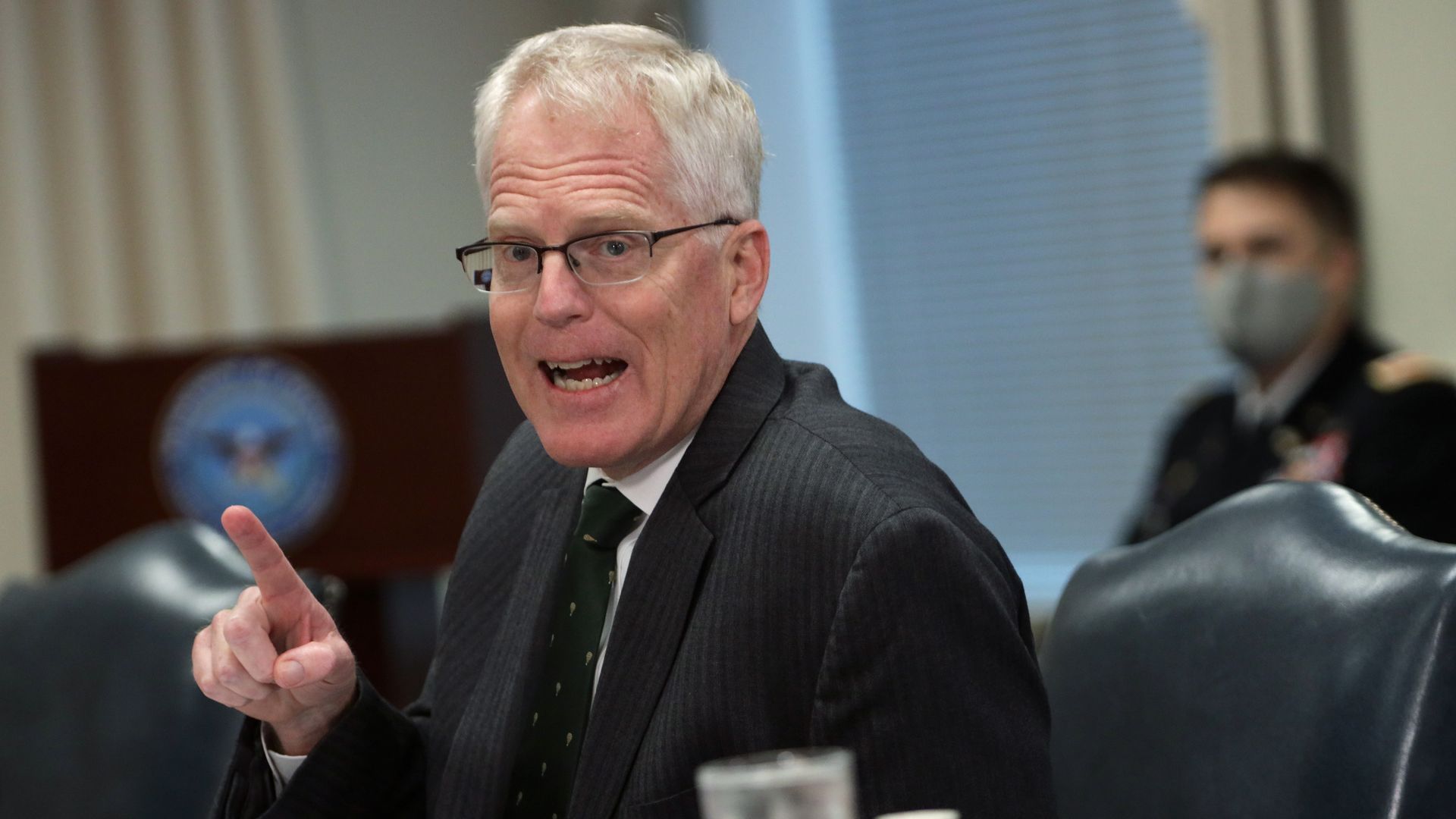 Former acting Secretary of Defense Christopher Miller speaking at the Pentagon in Arlington, Virginia, in November 2020.