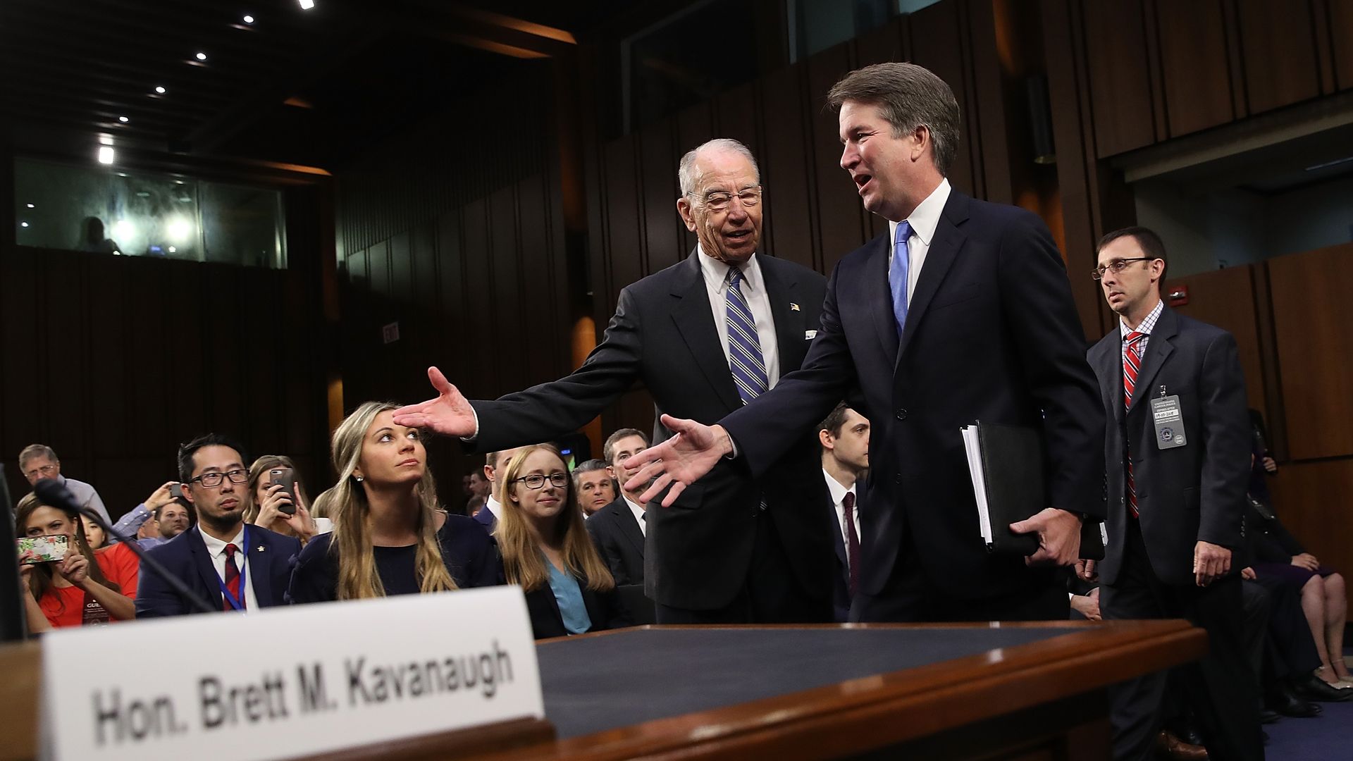 Senate Judiciary Committee Chairman Chuck Grassley (R-IA) and Supreme Court nominee Judge Brett. Photo: Win McNamee/Getty Images