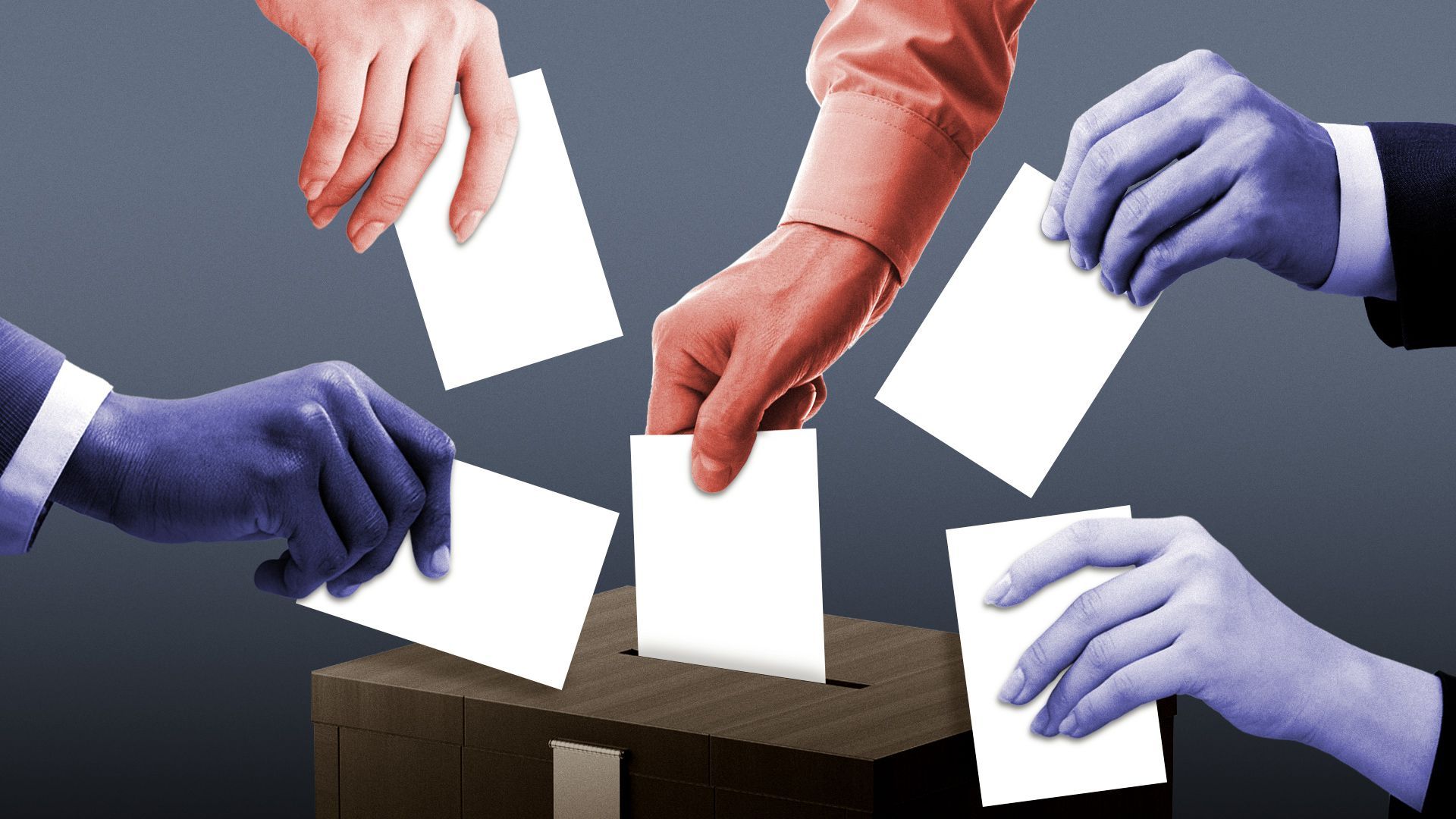 Illustration of members of Congress placing ballots in a box.