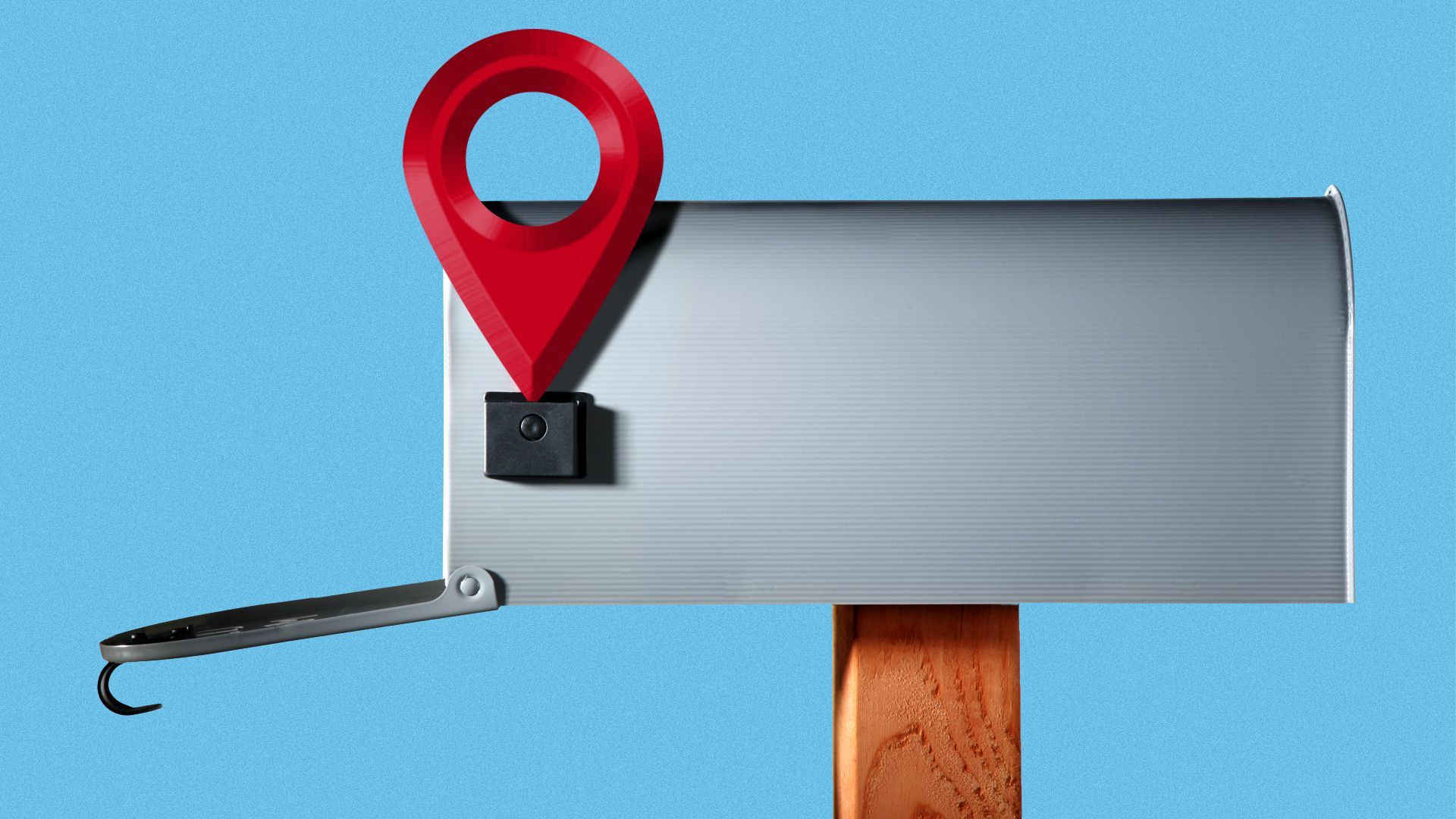 Illustration of a mailbox with a location pin as the flag.