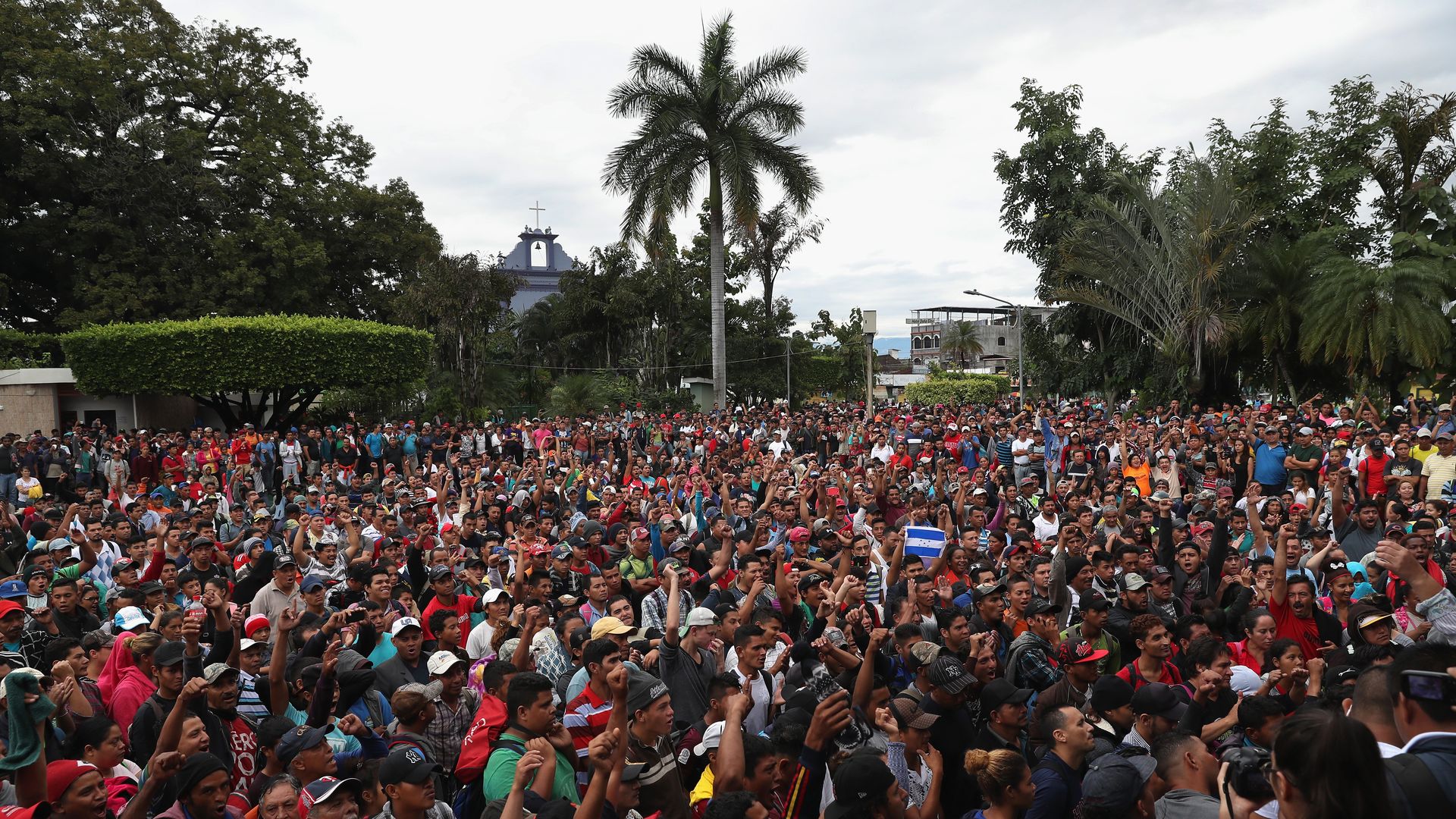 The caravan attempting to cross into Mexico