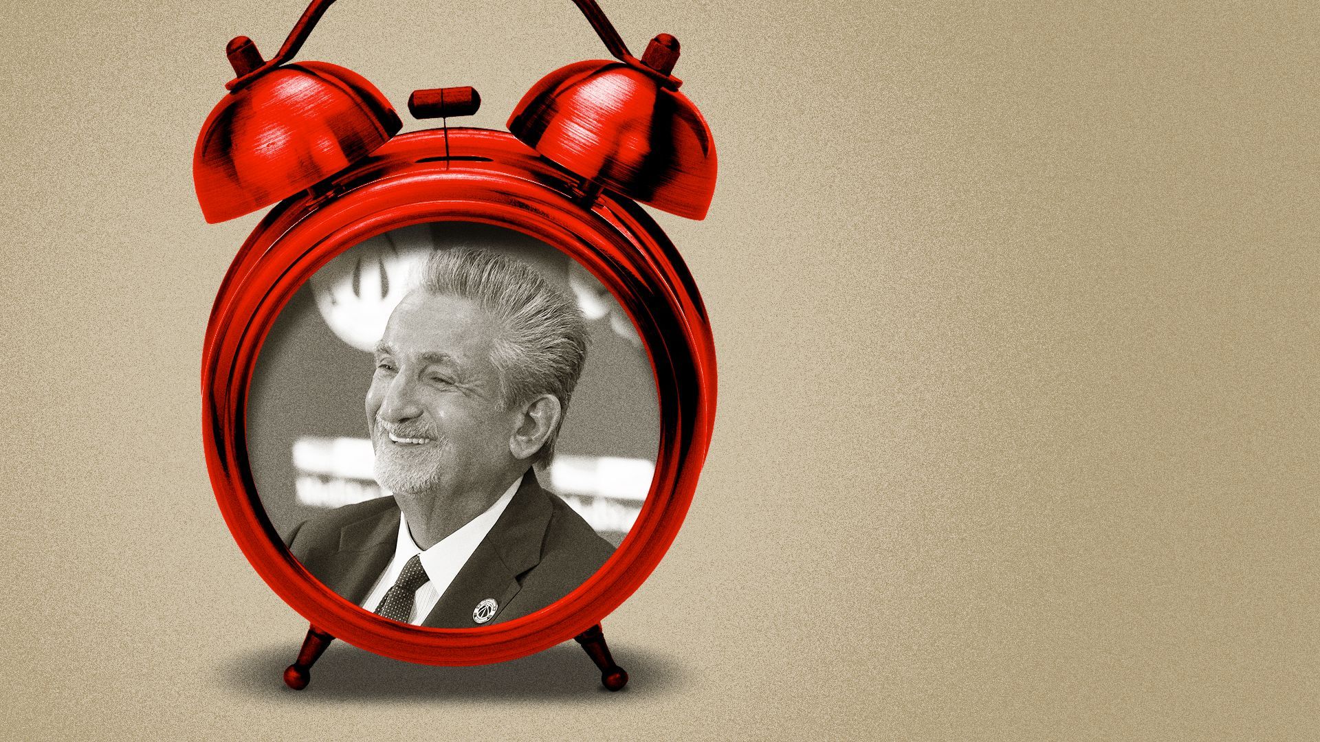 Photo illustration of Ted Leonsis inside a red alarm clock.