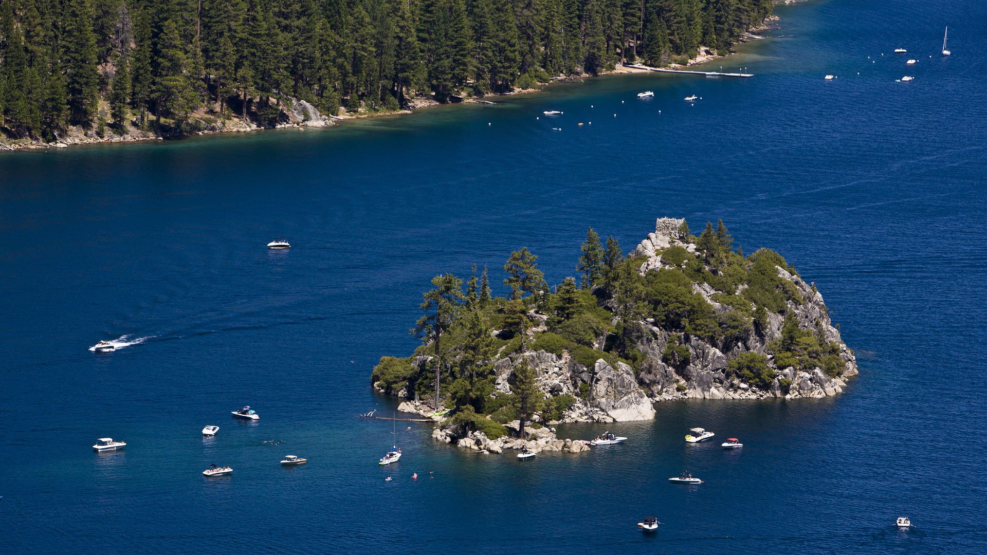  Fannette Island in Emerald Bay is a favorite destination for pleasure boats as viewed on August 8, 2012, in South Lake Tahoe, California. 
