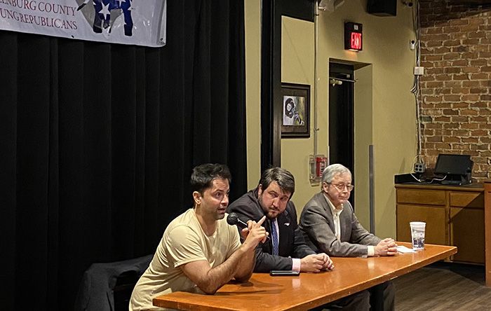 Tariq Bokhari, Larry Shaheen, Ed Driggs at Young Republicans meeting April 2021