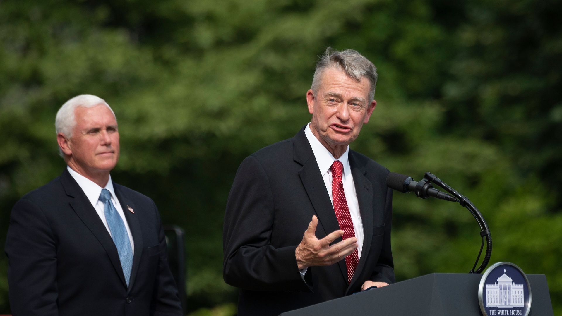 Idaho Governor Brad Little speaks at a White House event in 2020