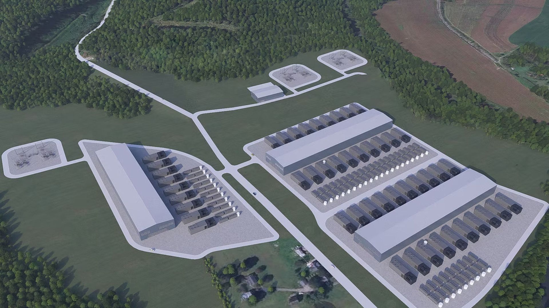 A rendering of a data center campus