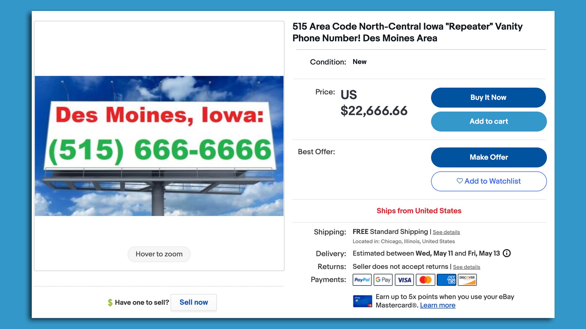 A photo of an eBay ad.