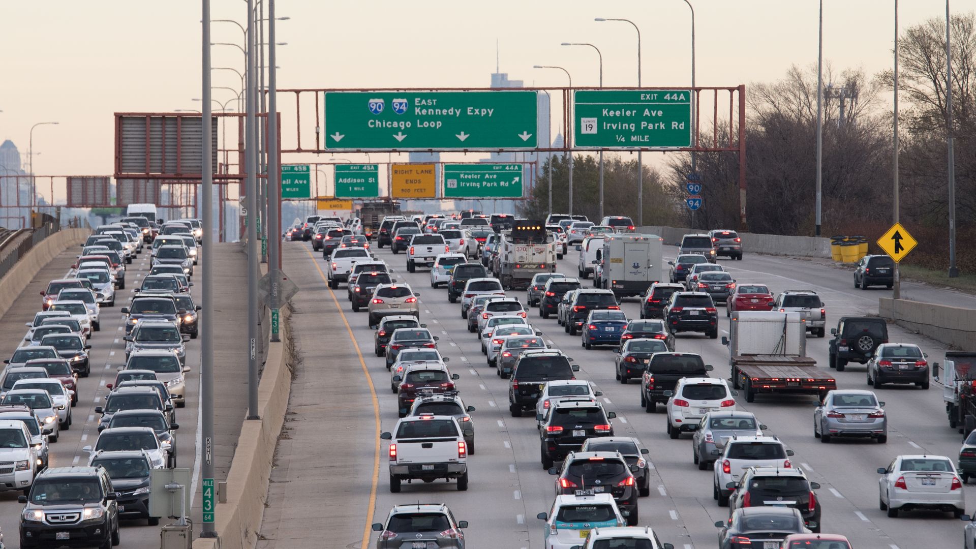 traffic jam on highway outside Chicago