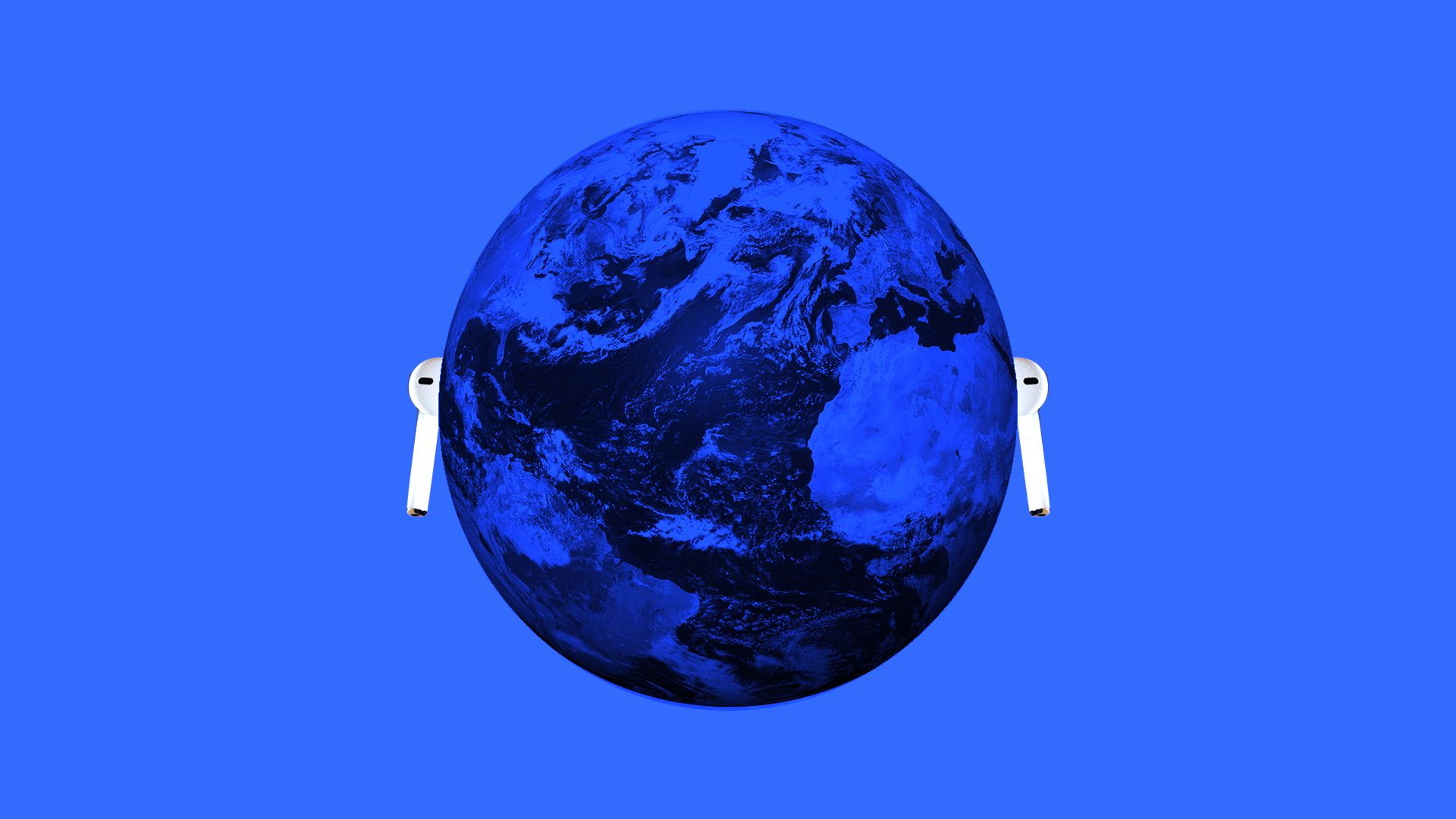 Illustration of the earth wearing airpods