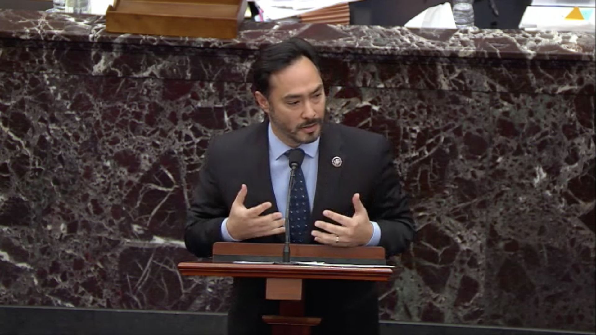 Joaquin Castro speaks during former President Donald Trump's impeachment trial