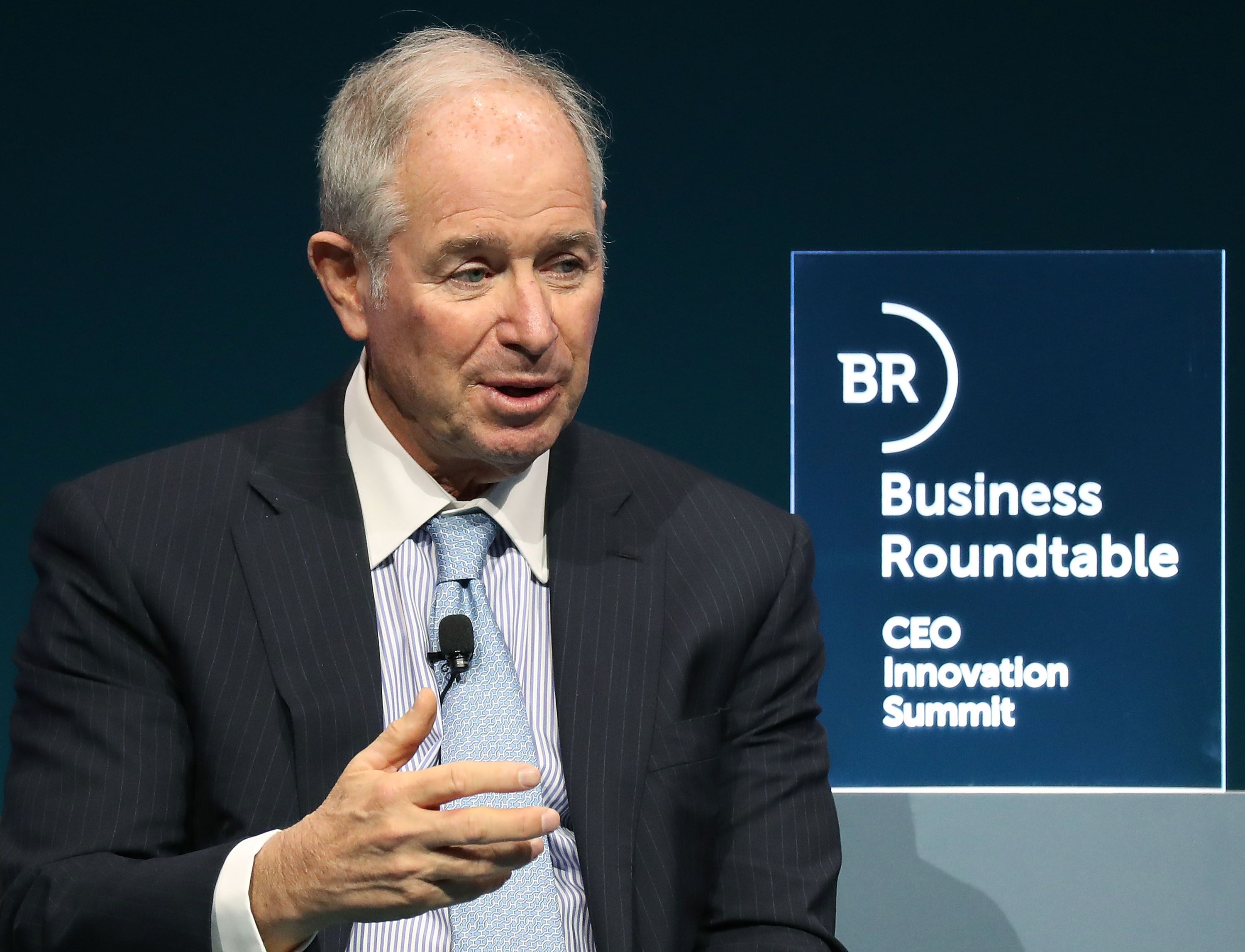Steve Schwarzman, CEO and co-founder of the Blackstone Group, participates in a Business Roundtable discussion