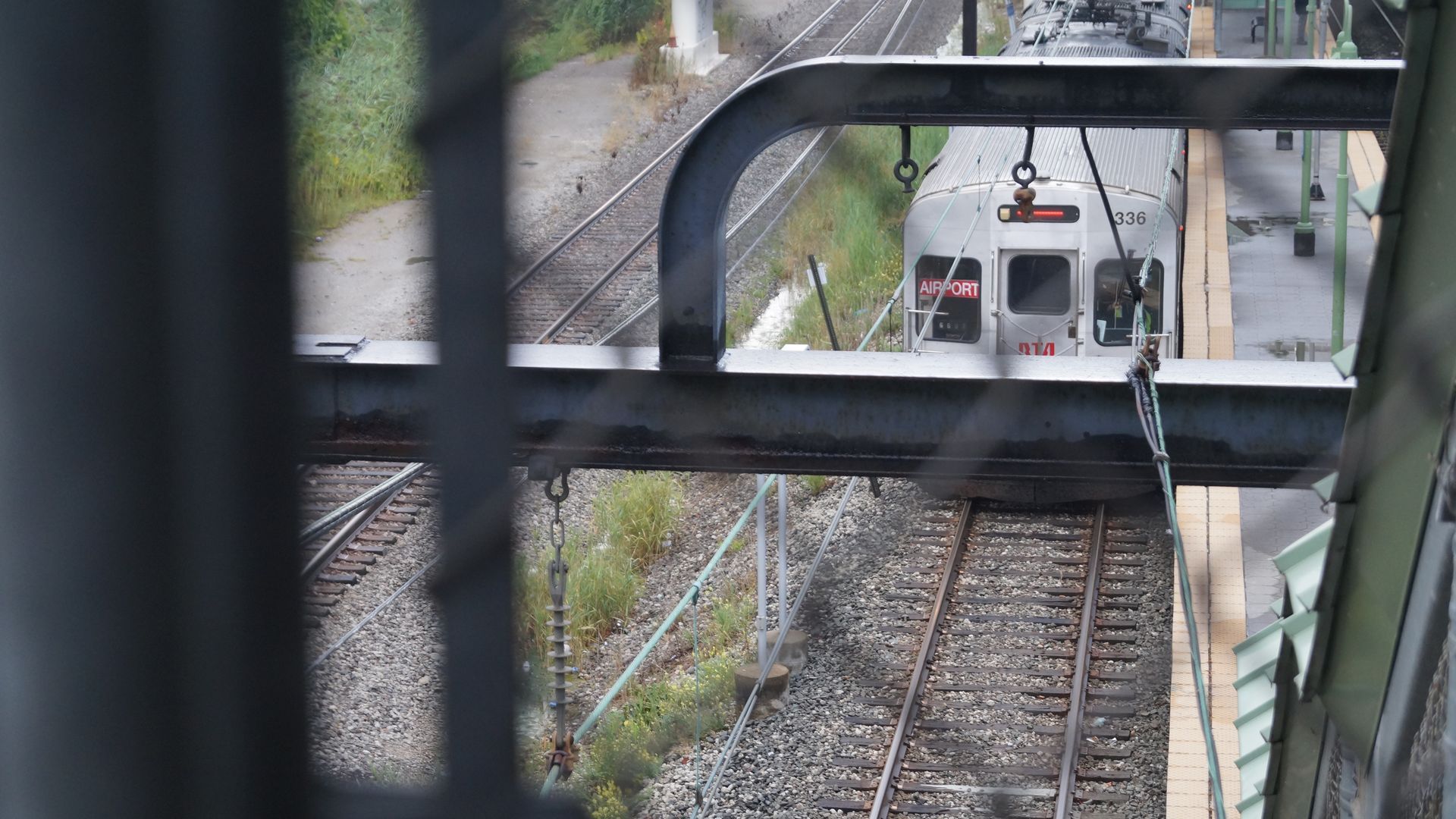 Cleveland RTA red line train through a fence