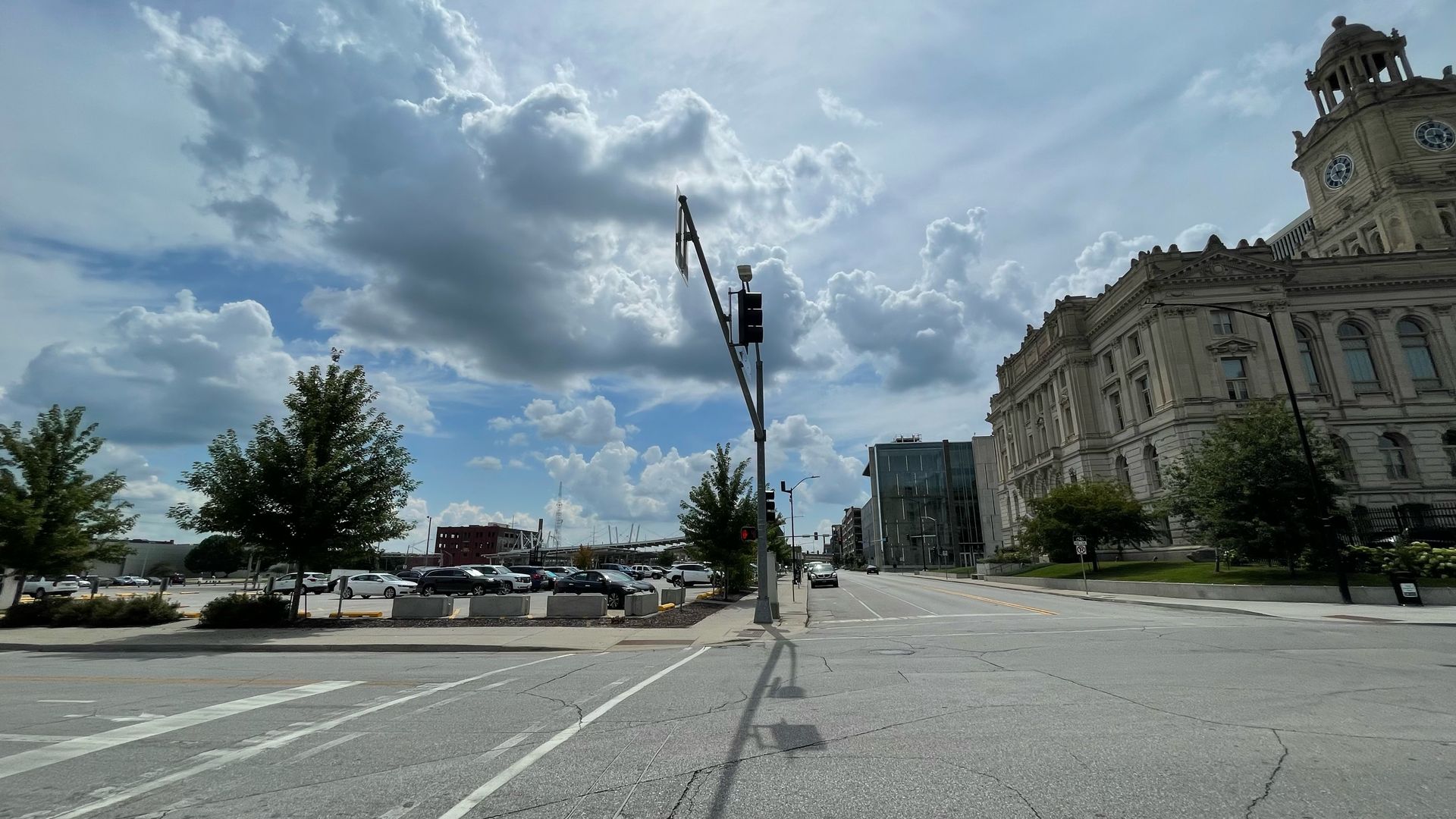 A photo of a vacant lot near the Polk County Courthouse.