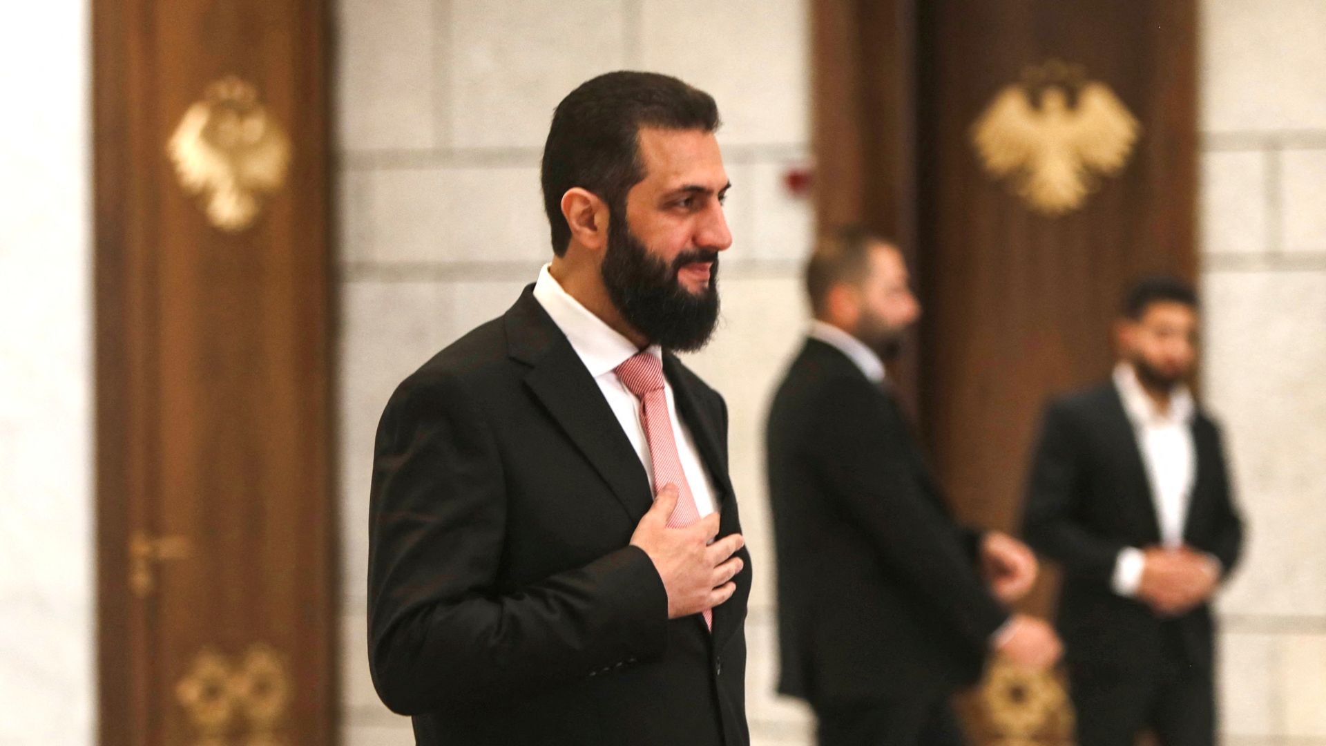 Syria President Ahmed al-Sharaa at the People's Palace in Damascus on July 25.