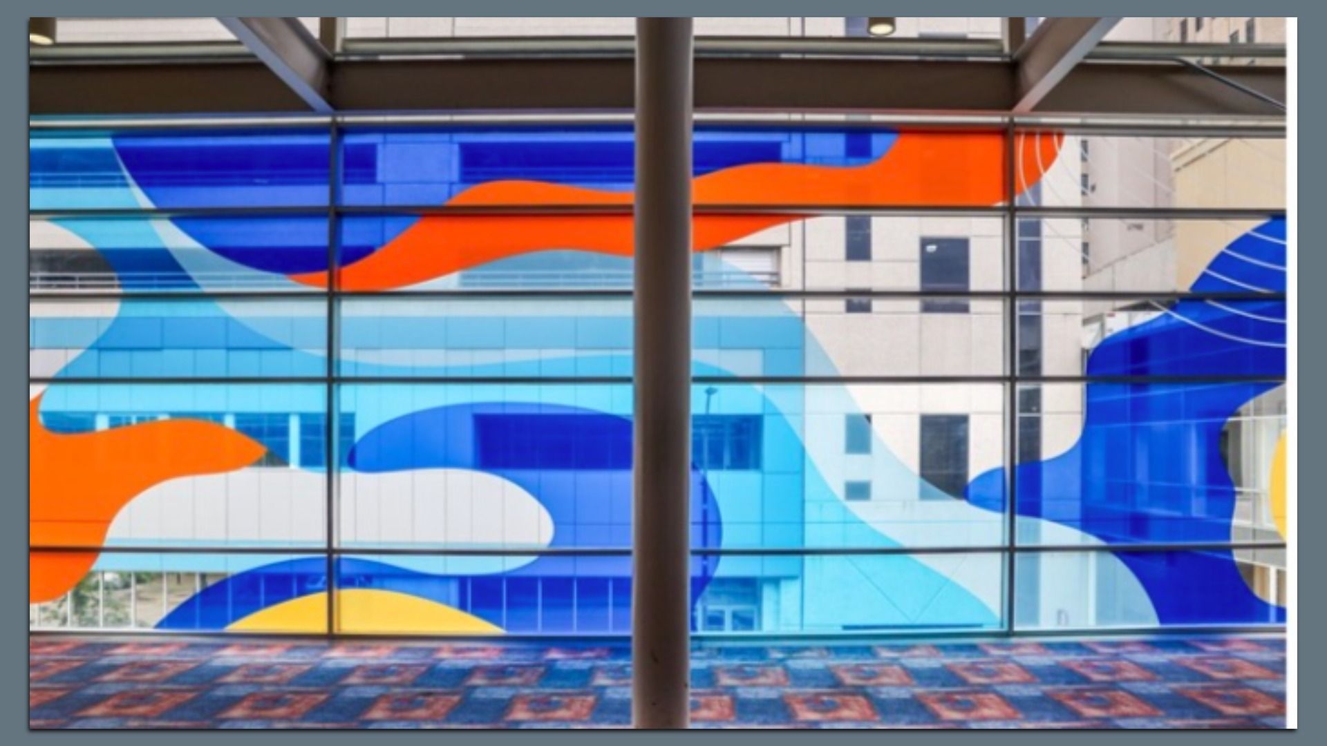 A photo of skywalk art.