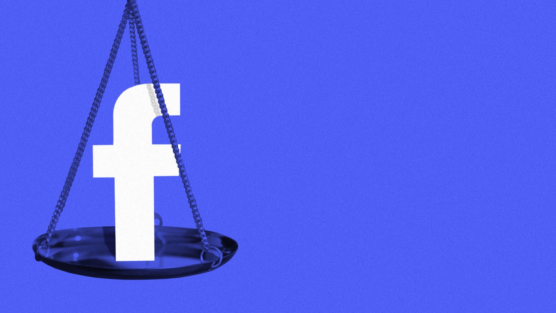 Illustration of the facebook logo sitting on a scale