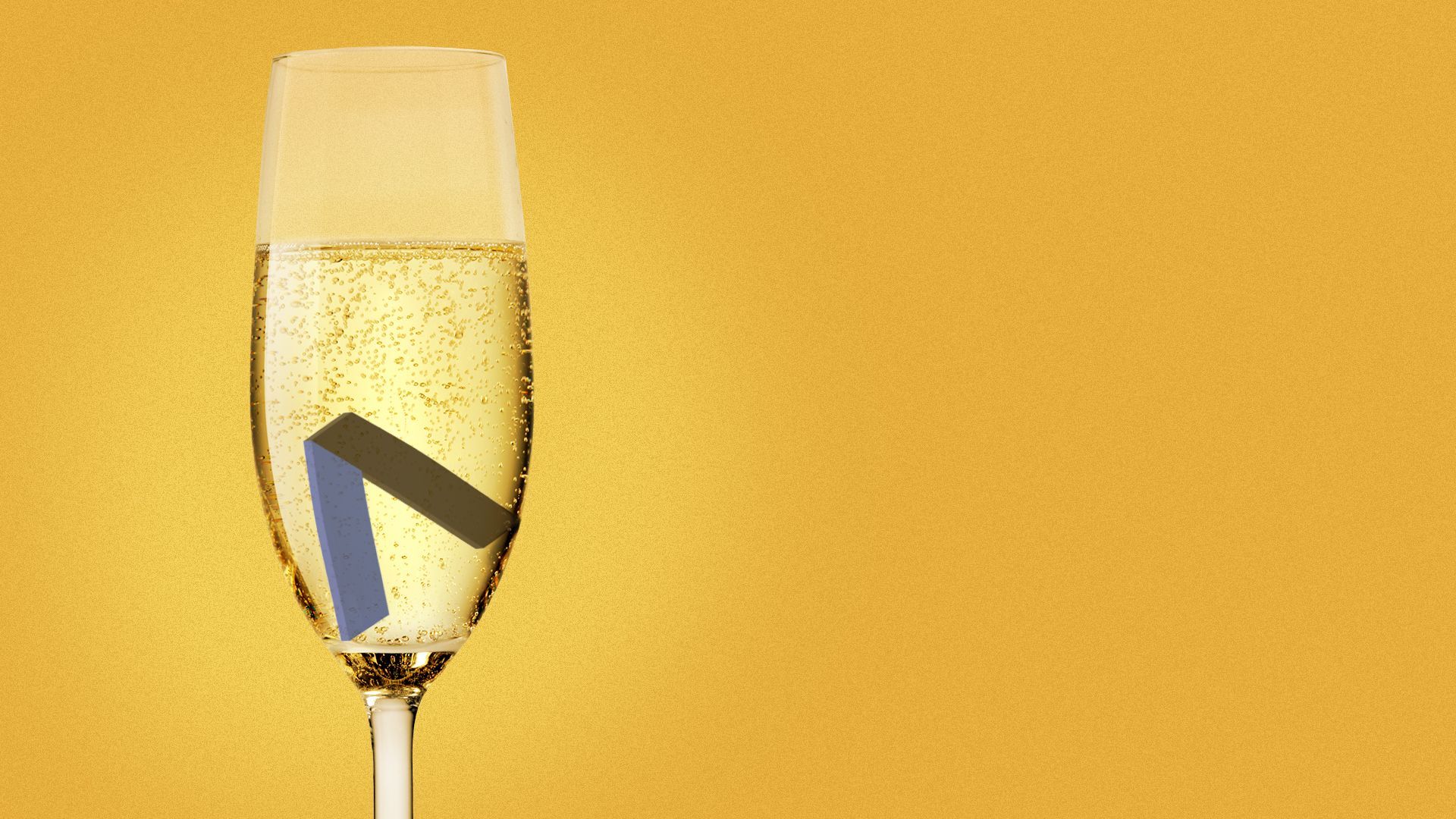 Illustration of the Axios logo in a glass of champagne.