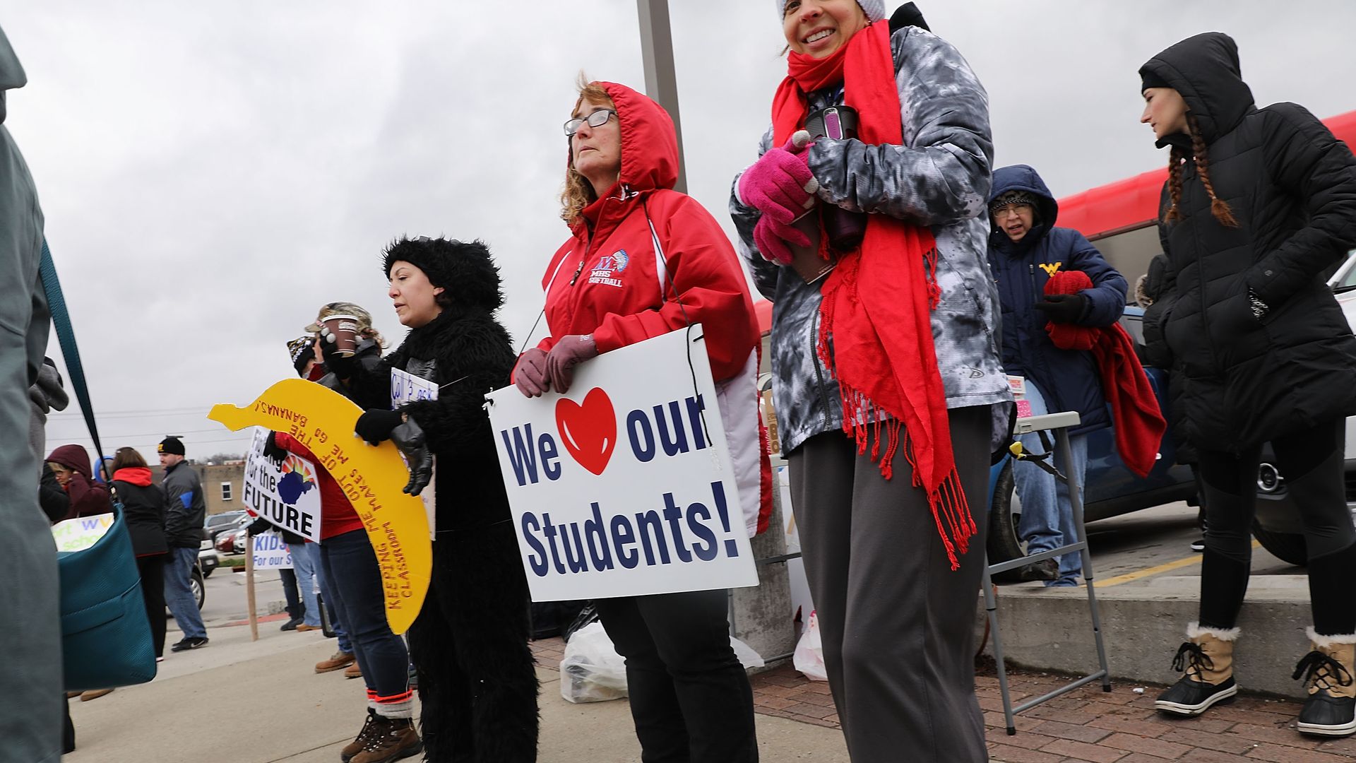 Teachers in West Virginia on strike. 